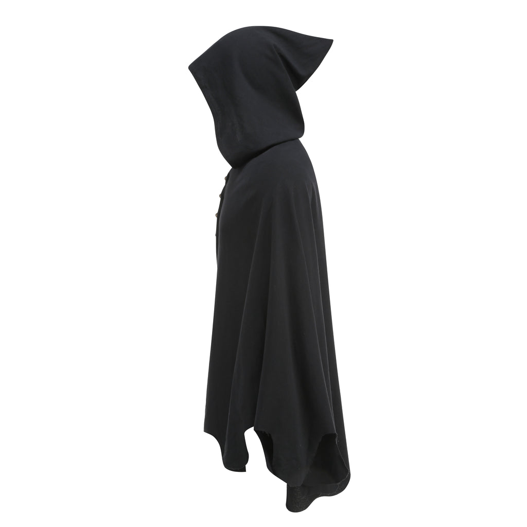 Unisex Medieval Hooded Cloak Gothic Renaissance Cape with Scalloped Hem Adult Halloween Witch Costume