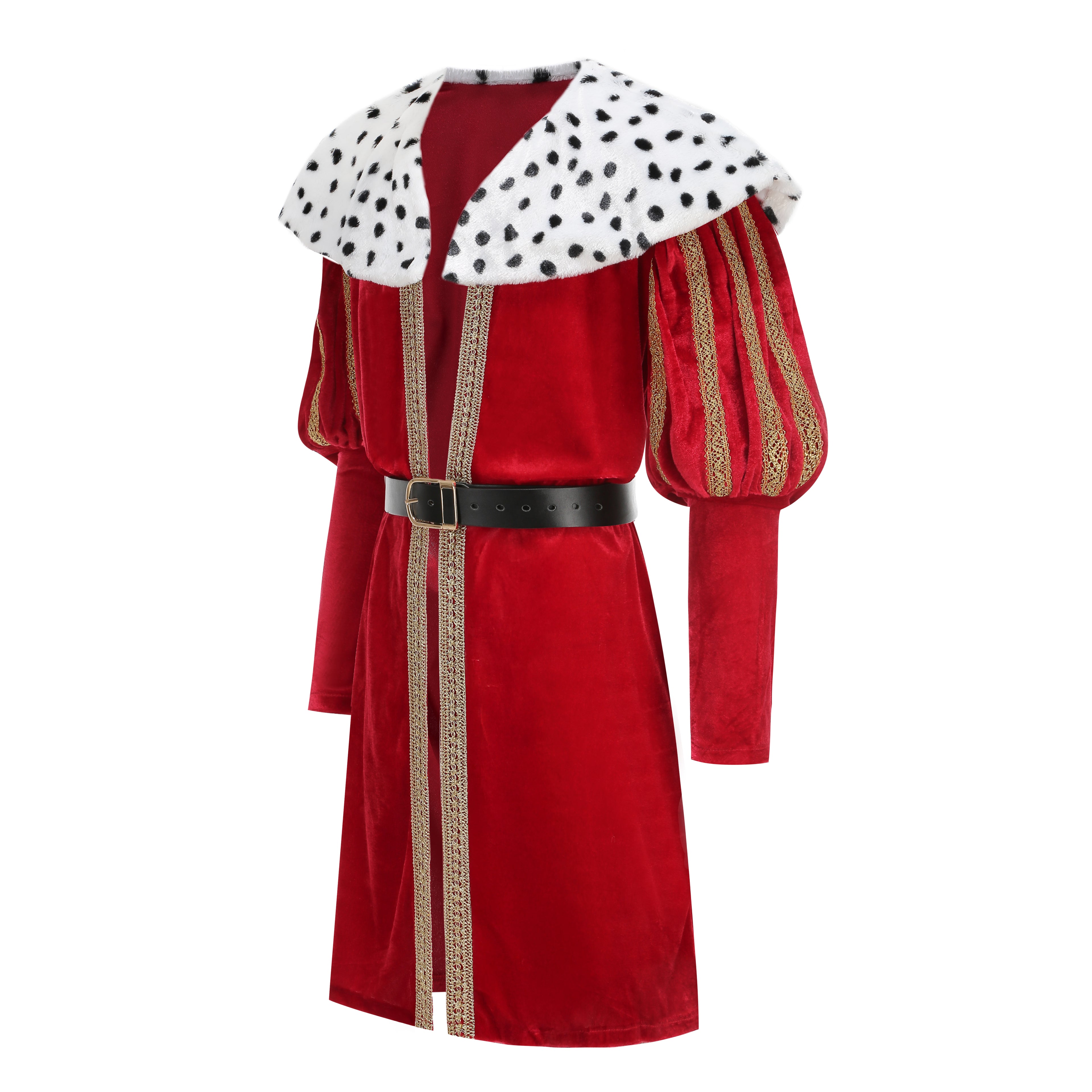 Adult King Robe 4‑Piece Set Custom Velvet Royal Costume 130CM Red Medieval King Halloween Cosplay Outfit