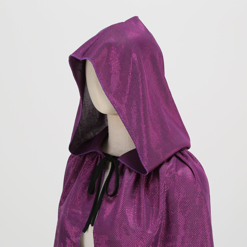 Custom Lurex Holographic Hooded Cape for Adults, Shiny Metallic Thread Cloak Multi‑Color 120‑160CM Halloween Rave Cosplay Festival Costume