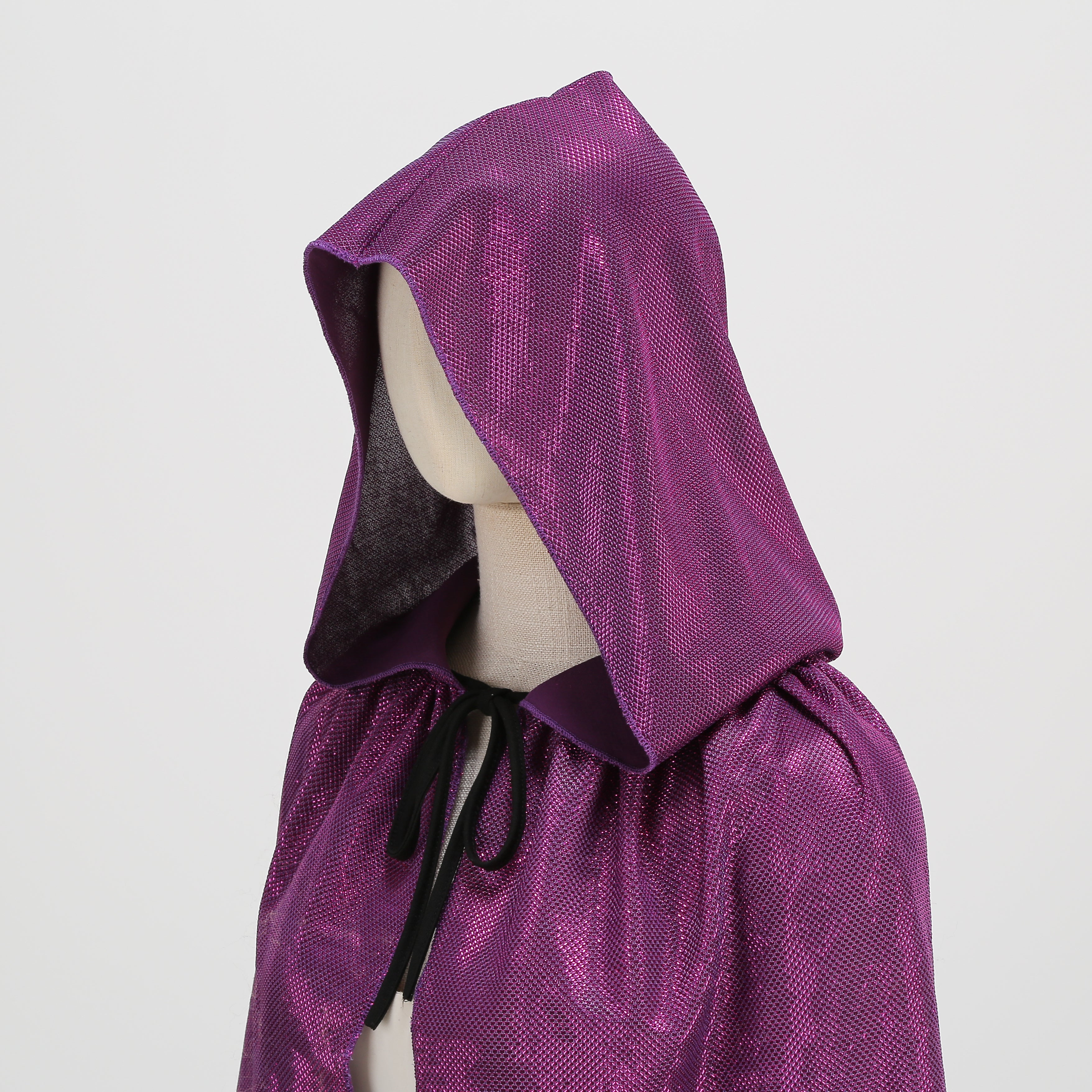 Custom Lurex Holographic Hooded Cape for Adults, Shiny Metallic Thread Cloak Multi‑Color 120‑160CM Halloween Rave Cosplay Festival Costume