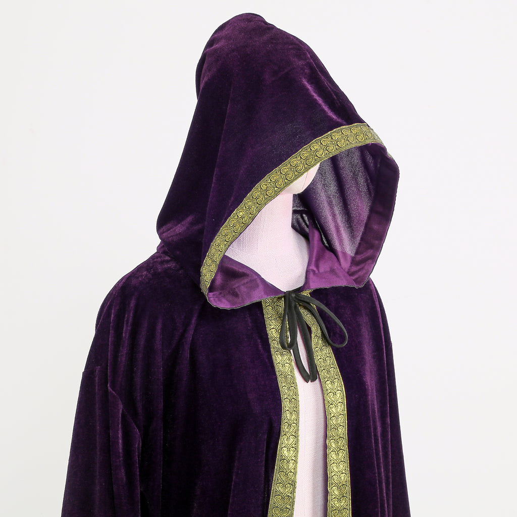 Unisex Wizard Cloak Robes With Hood Sleeves Dutch Velvet Cosplay Costume