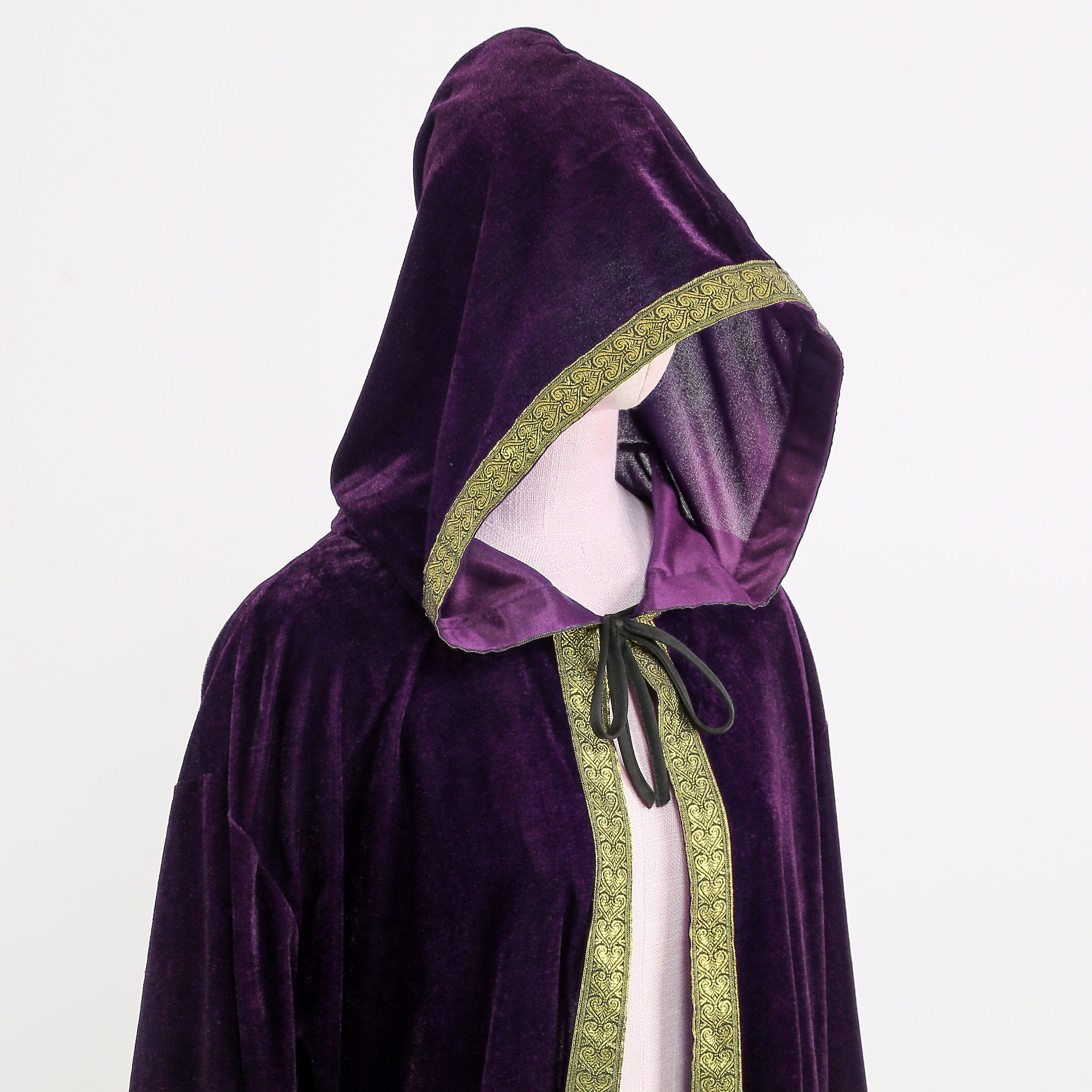 Unisex Wizard Cloak Robes With Hood Sleeves Dutch Velvet Cosplay Costume