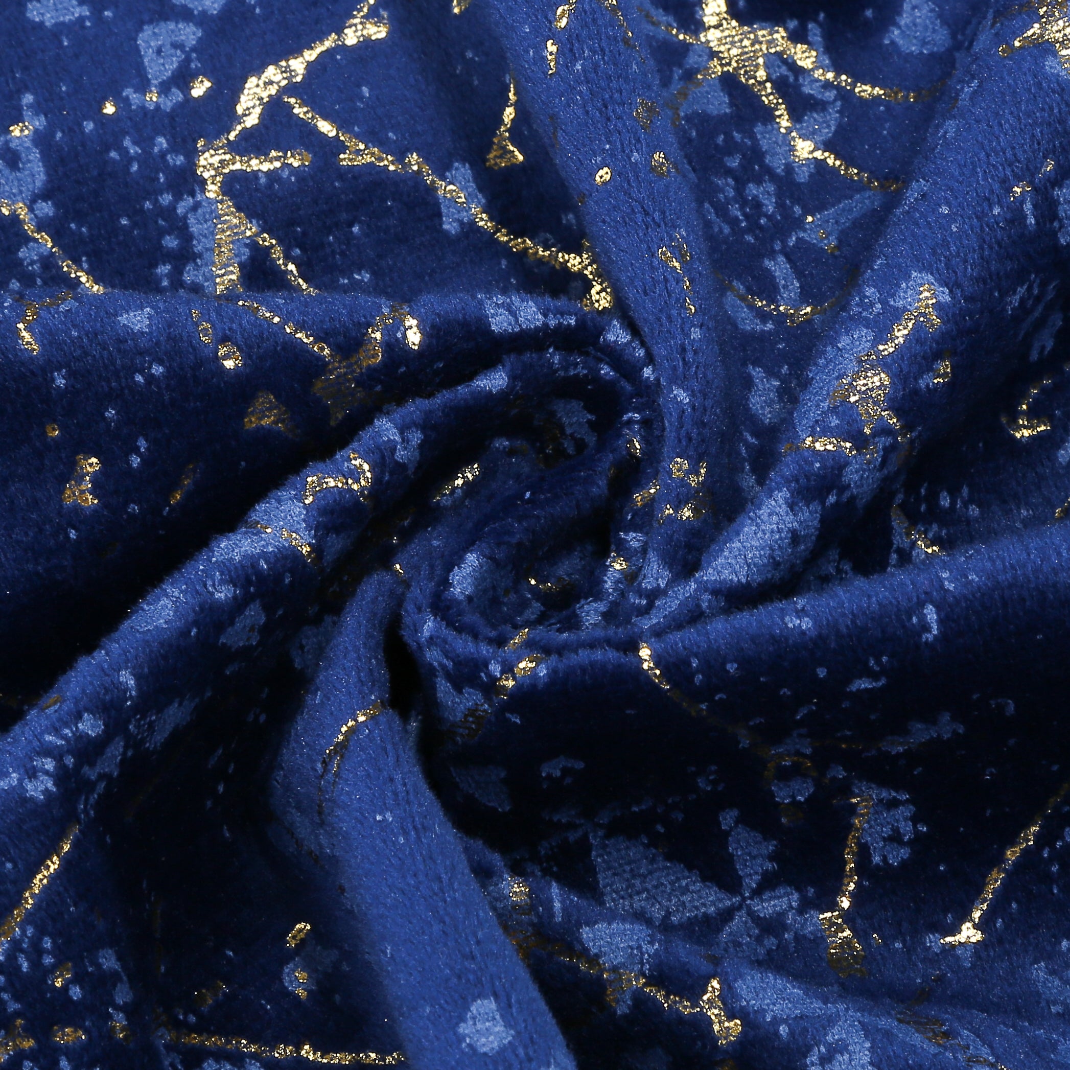 Adult Women Wizard Hooded Robe, Blue Gold Foil Velvet Witch Cloak, 150cm‑170cm Shoulder‑to‑Hem Long Cape for Sorceress Halloween Cosplay