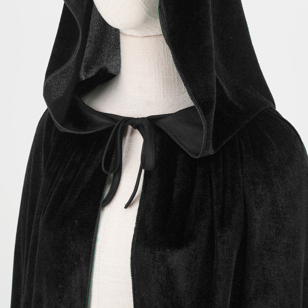 Adult Velvet Cloak Medieval Renaissance Long Cape with Hood for Hollween