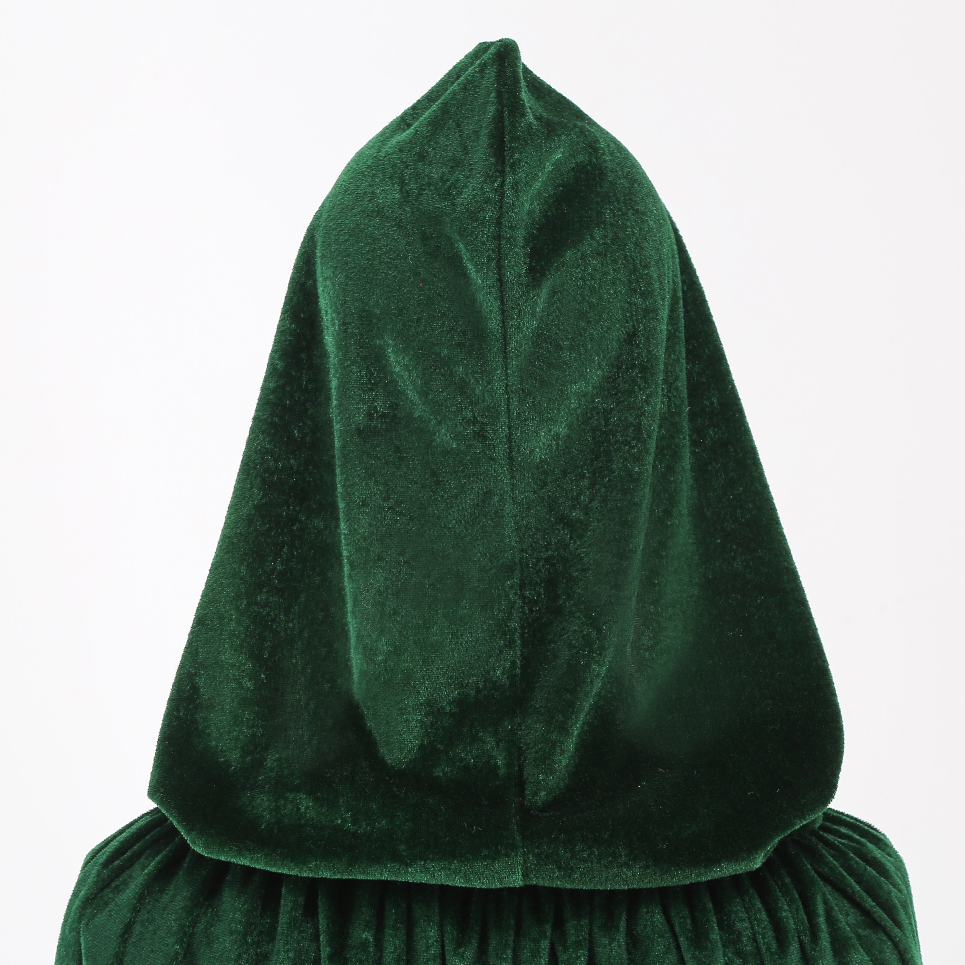 Adult Green Velvet Hooded Cape Elf 3‑Piece Set, Long Cloak with Elf Ears & Flower Crown for Halloween Cosplay Party, 110‑170cm