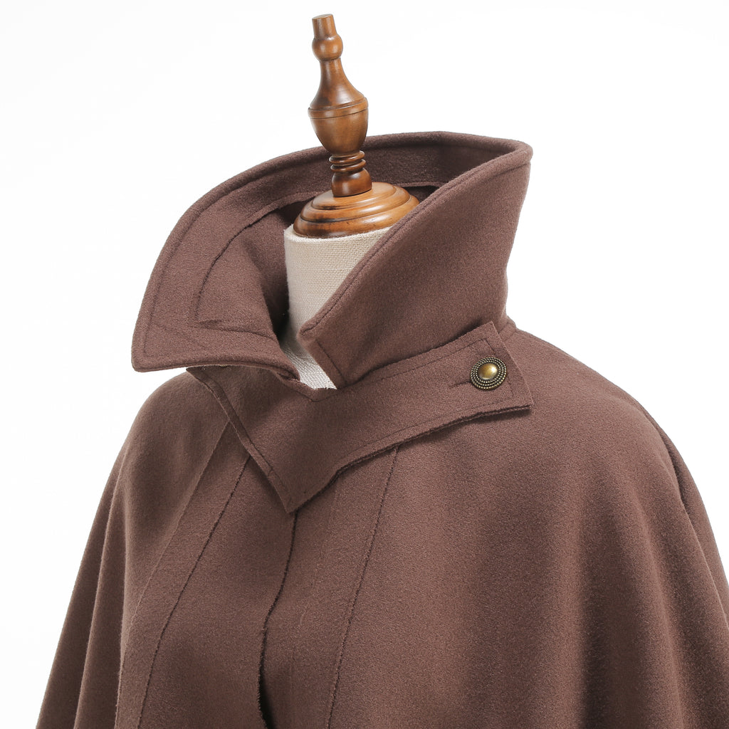 Renaissance Cape Detective Costume Medieval Cloak Victorian Capelet Hobbit Brown Halloween Costume