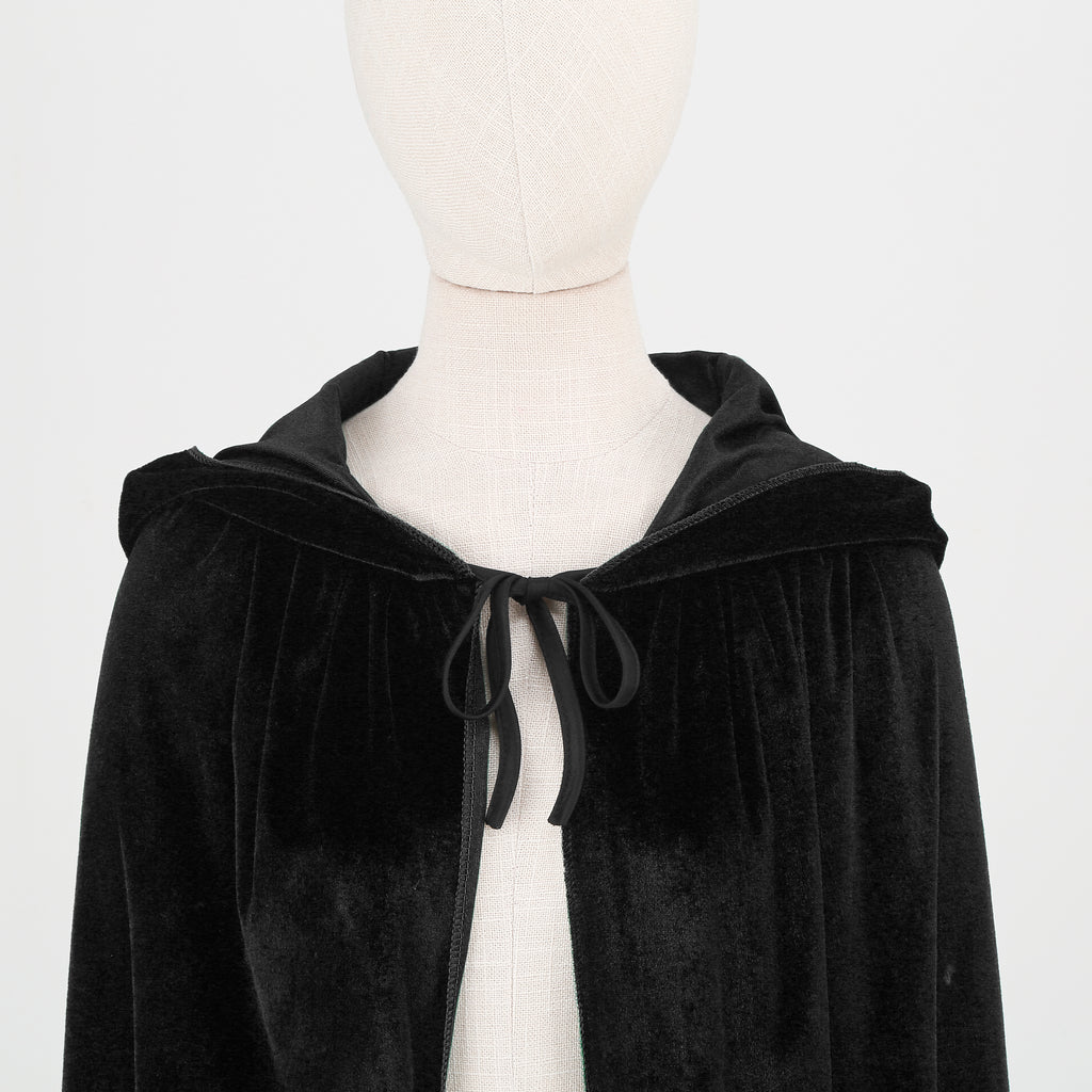 Adult Velvet Cloak Medieval Renaissance Long Cape with Hood for Hollween