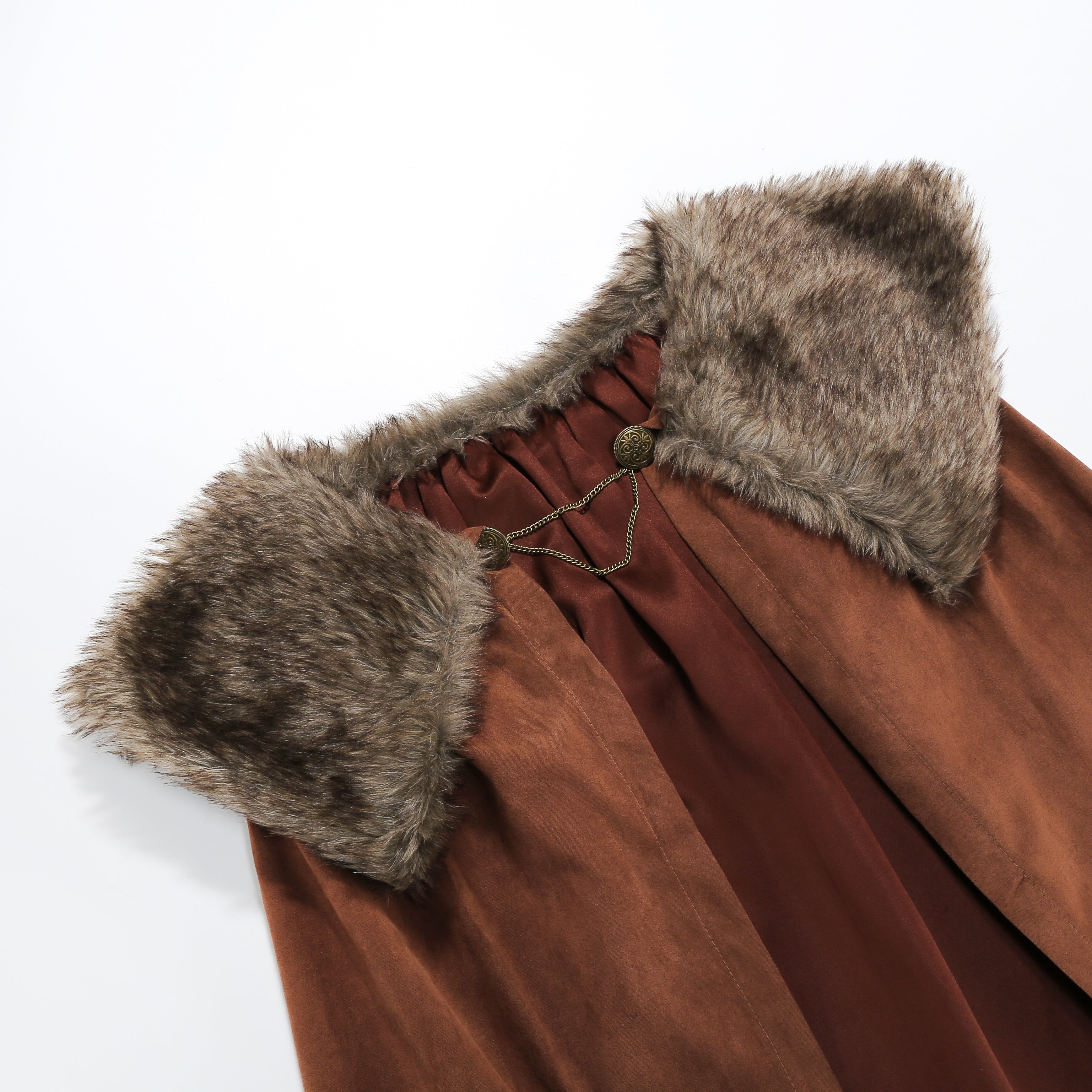 Medieval Viking Cloak Fur Collar Cape Renaissance King Halloween Costume for Adult