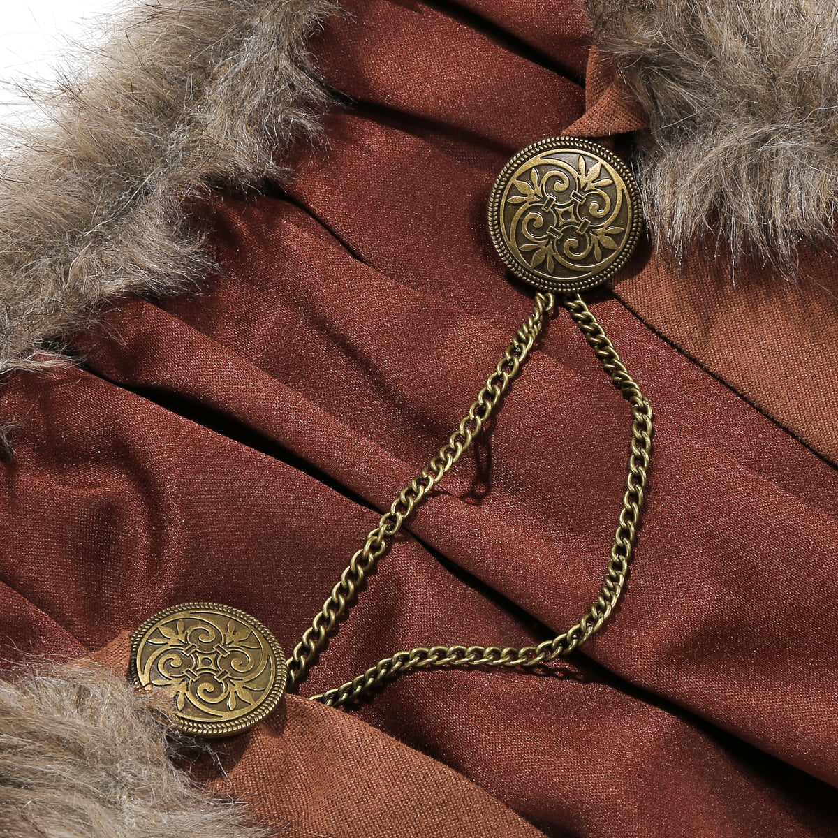 Medieval Viking Cloak Fur Collar Cape Renaissance King Halloween Costume for Adult