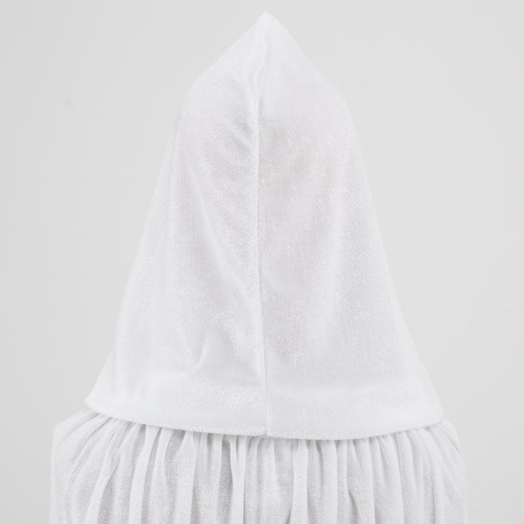 Adult White Velvet Hooded Cape Angel 2‑Piece Set, Long Cloak with Fairy Wand for Halloween Cosplay Party, 110‑170cm