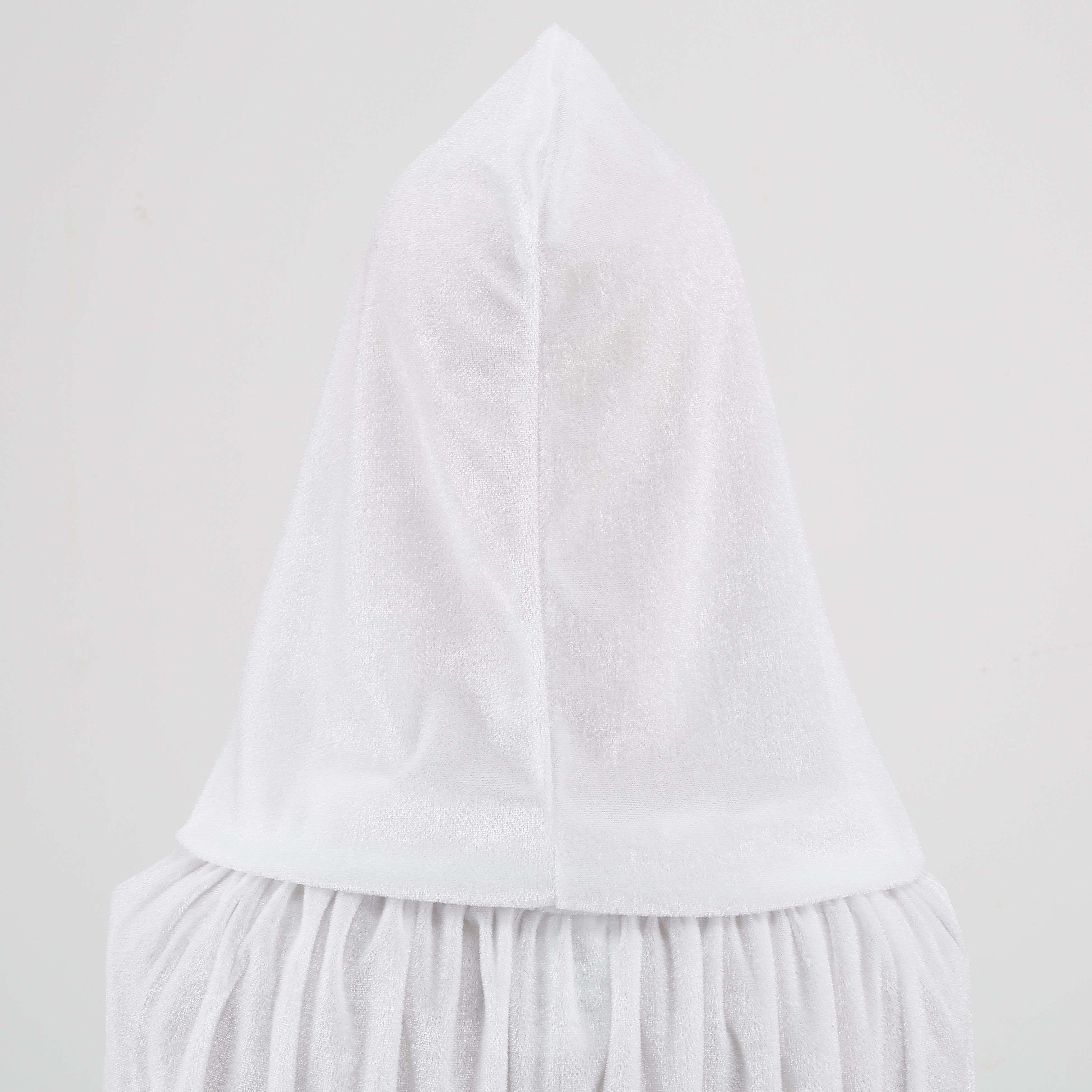 Adult White Velvet Hooded Cape Angel 2‑Piece Set, Long Cloak with Fairy Wand for Halloween Cosplay Party, 110‑170cm