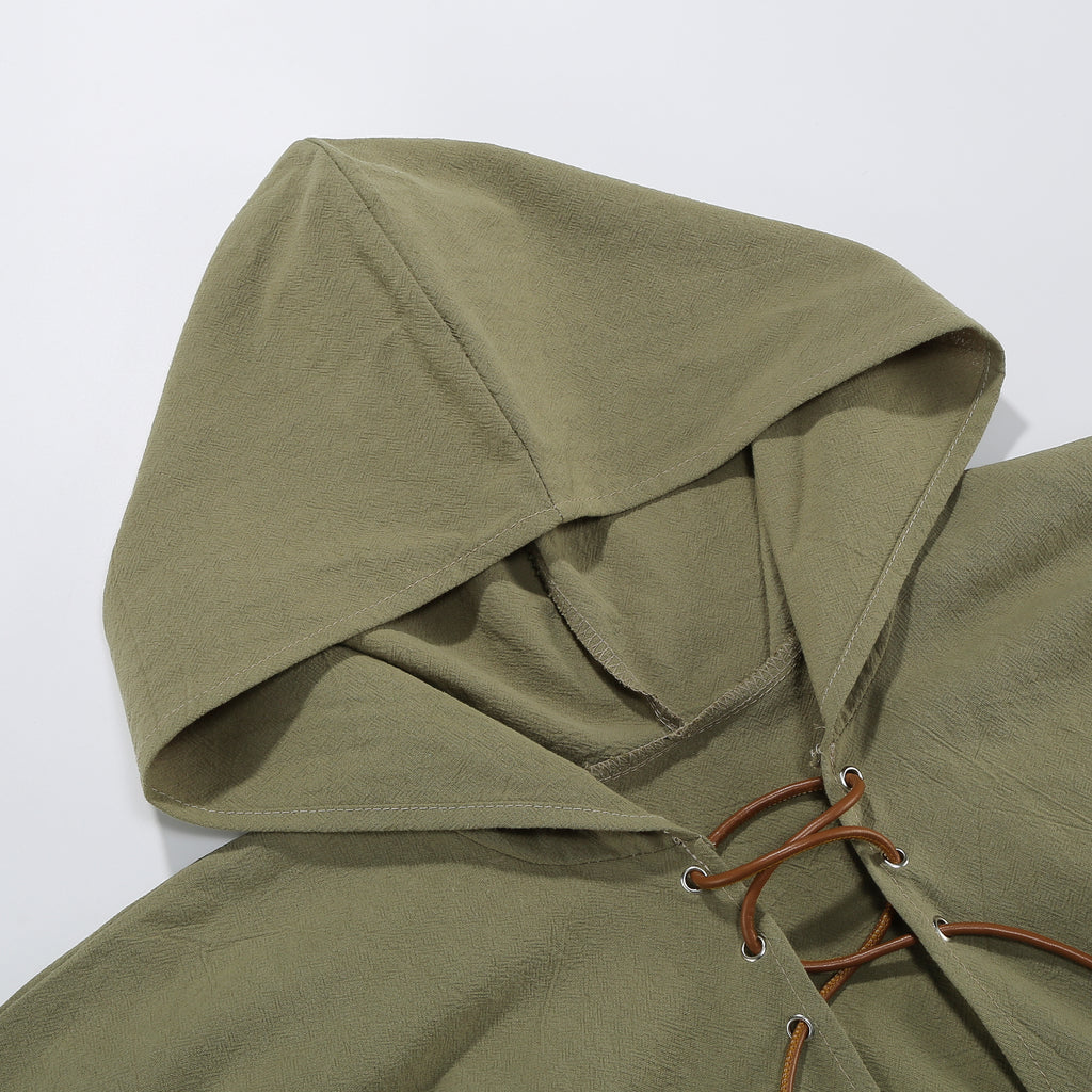 Medieval Cloak with Hood Shawl Renaissance Short Cape Halloween Christmas Party Outfits for Adult
