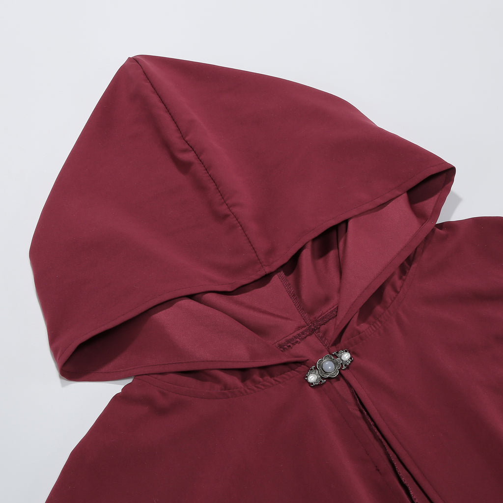 Adult Renaissance Cloak with Hood Medieval Cape with Arm Holes Halloween Costume Outwear for Women