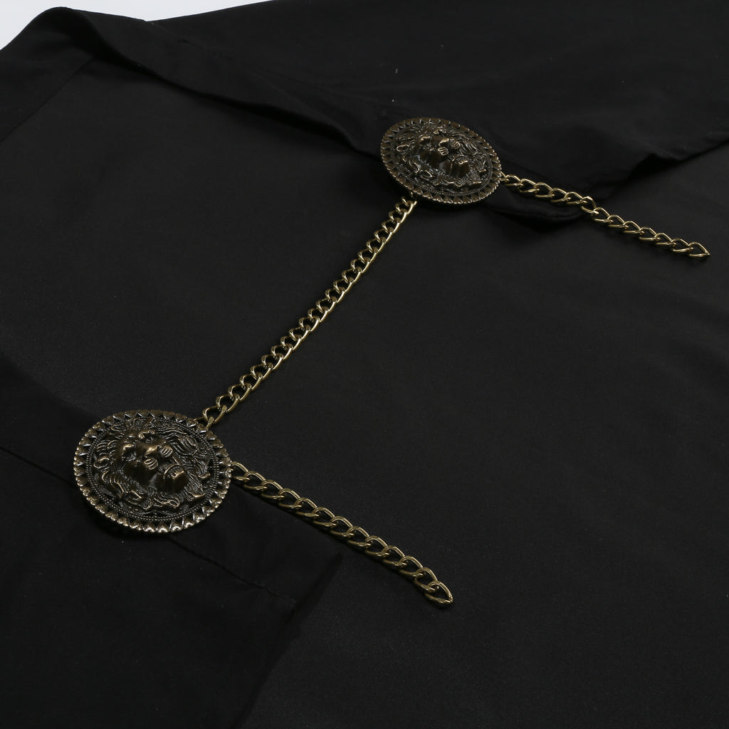 Medieval Knight Cloak Renaissance Viking Warrior Cape with Chain Brooch Adult Halloween Costume