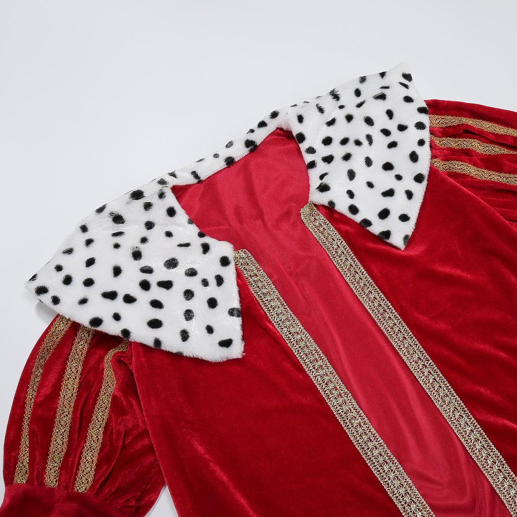 Adult King Robe 4‑Piece Set Custom Velvet Royal Costume 130CM Red Medieval King Halloween Cosplay Outfit