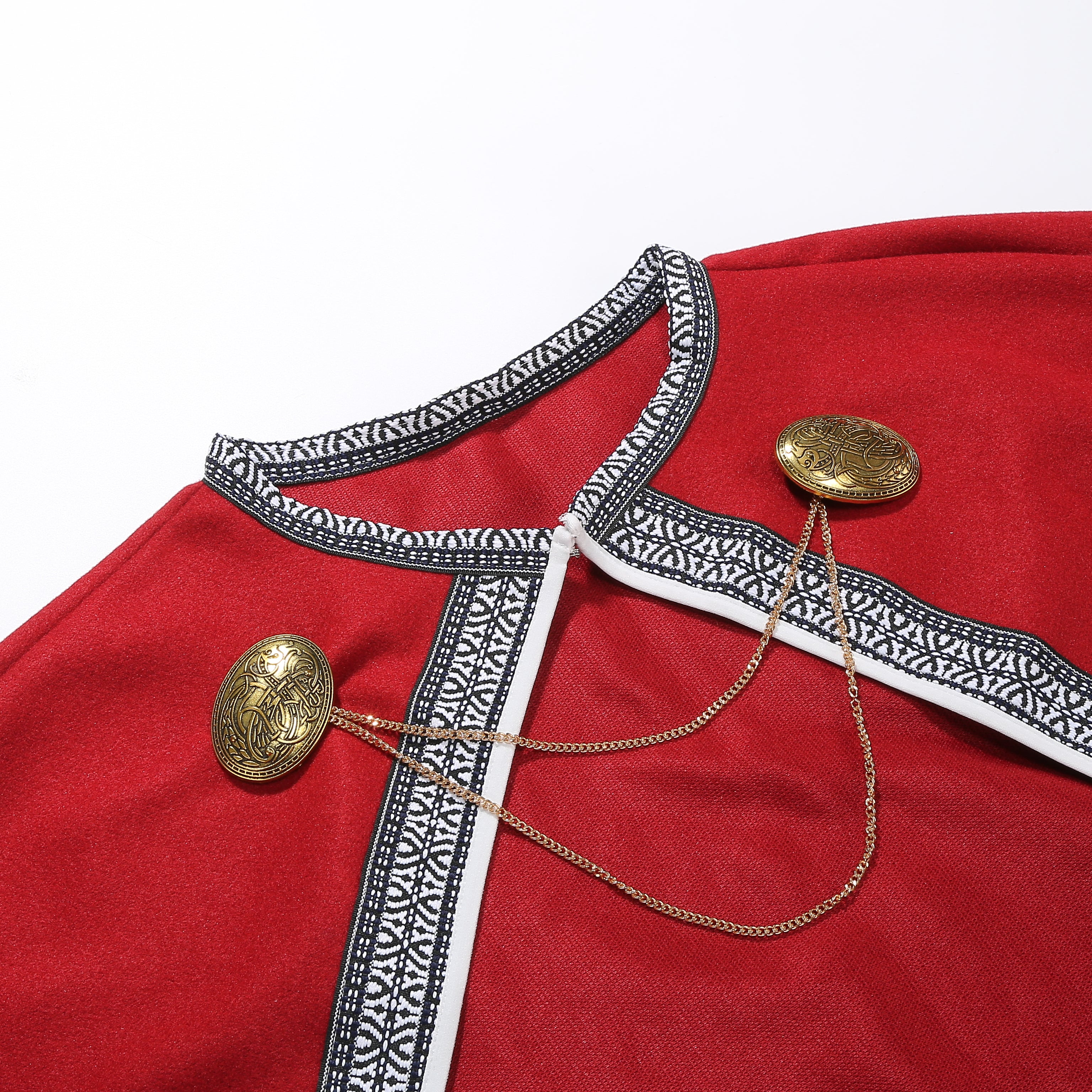Women Medieval Celtic Cape Cloak 100cm, 3‑Piece Set with Brooches & Chain, Renaissance LARP Cosplay Costume for Adult