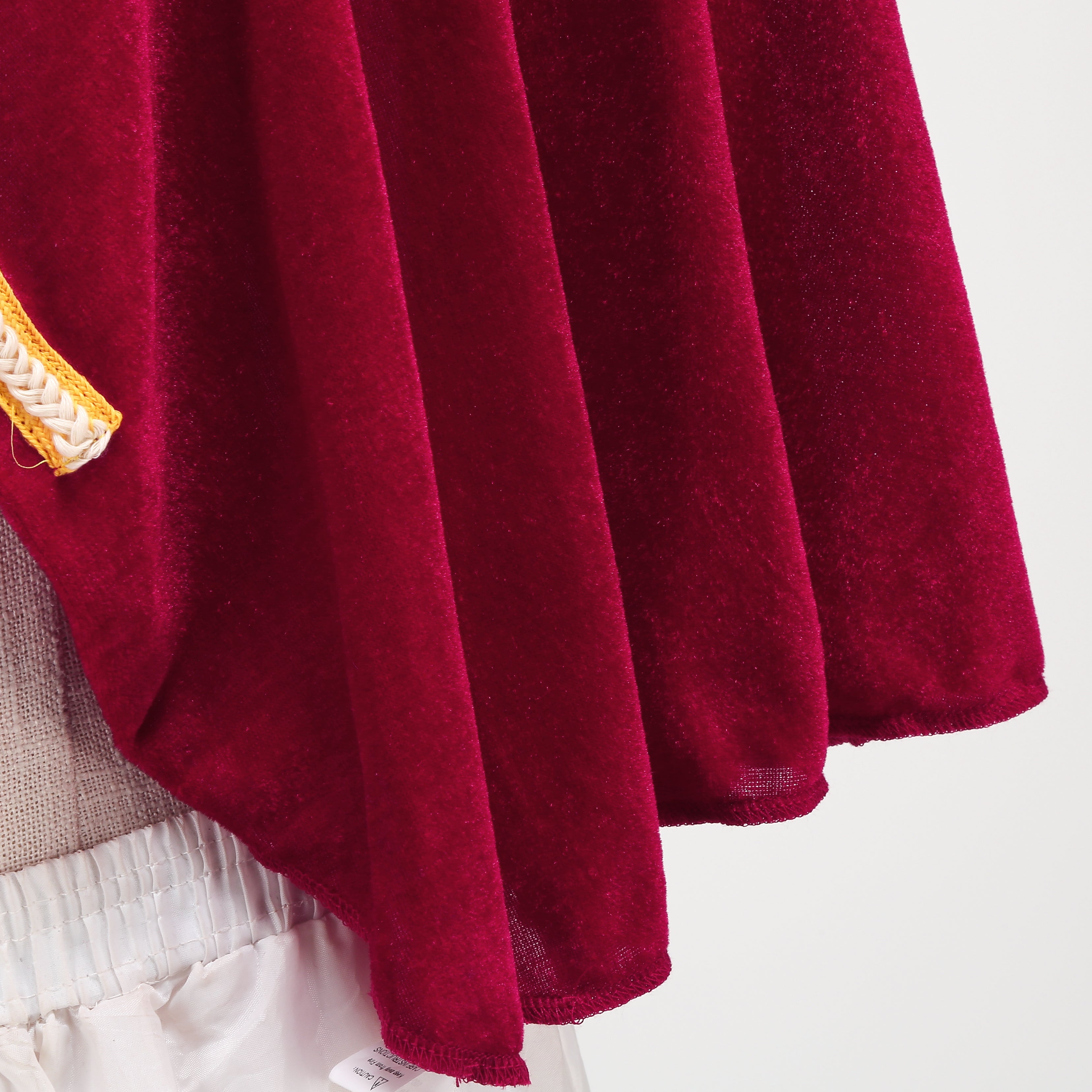 Adult Little Red Riding Hood Hooded Cape With Braided Trim, Bright Red & Wine Red Cloak 60‑65‑70cm Shoulder‑to‑Hem for Halloween Fairy Tale Cosplay