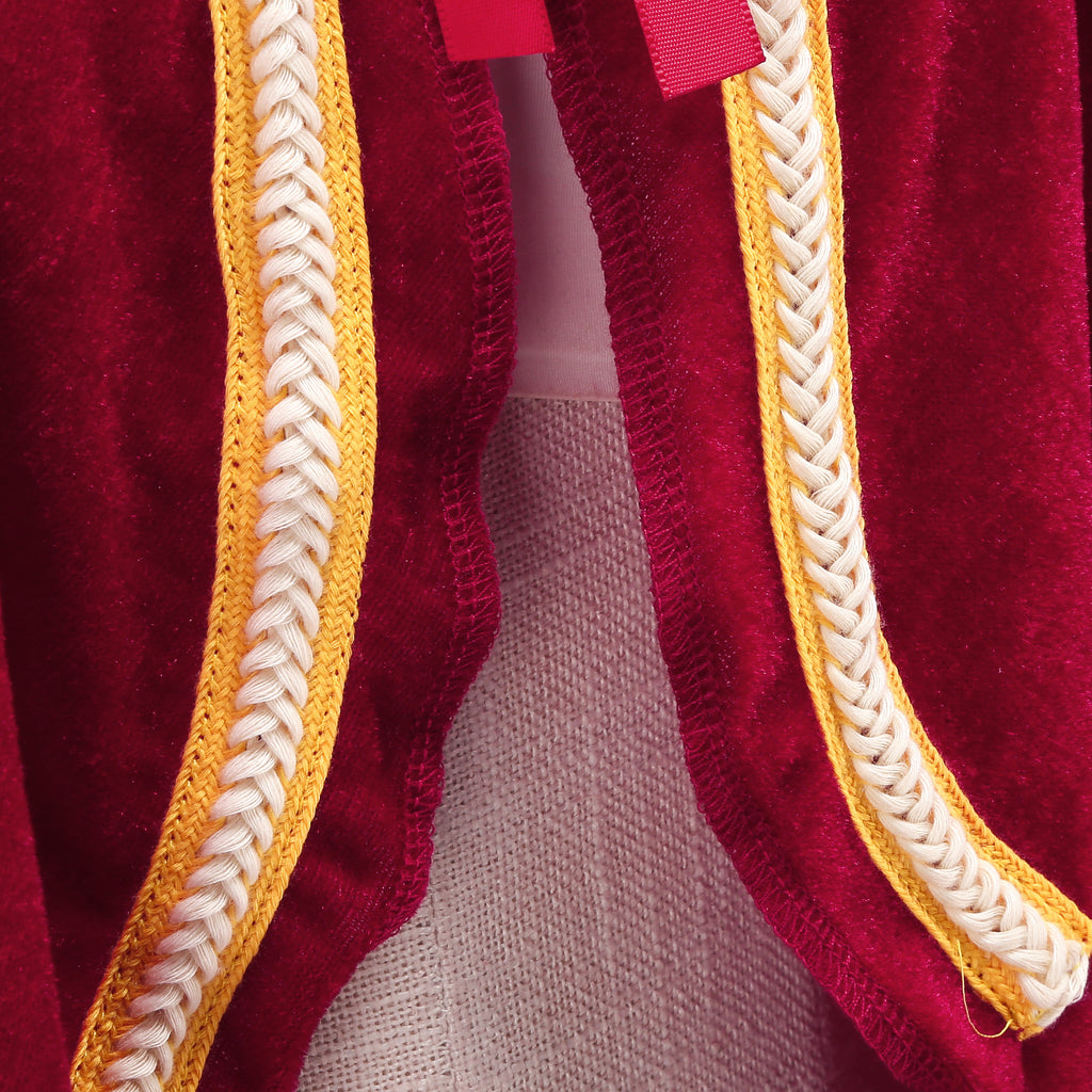 Adult Little Red Riding Hood Hooded Cape With Braided Trim, Bright Red & Wine Red Cloak 60‑65‑70cm Shoulder‑to‑Hem for Halloween Fairy Tale Cosplay