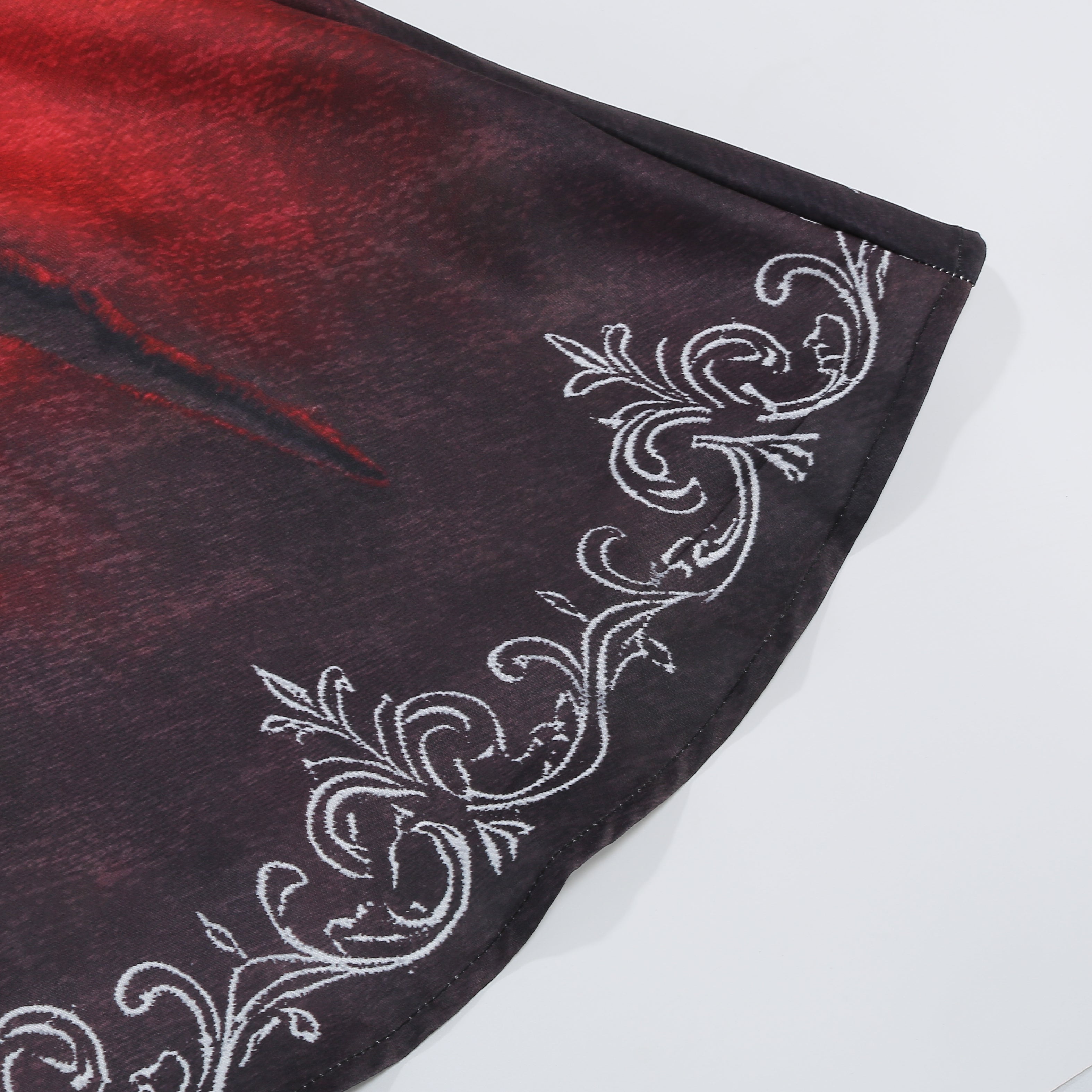Adult Little Red Riding Hood Dark Claw Mark Hooded Cape, Red‑Black Gradient Cloak 40cm‑60cm Shoulder‑to‑Hem for Gothic Halloween Cosplay