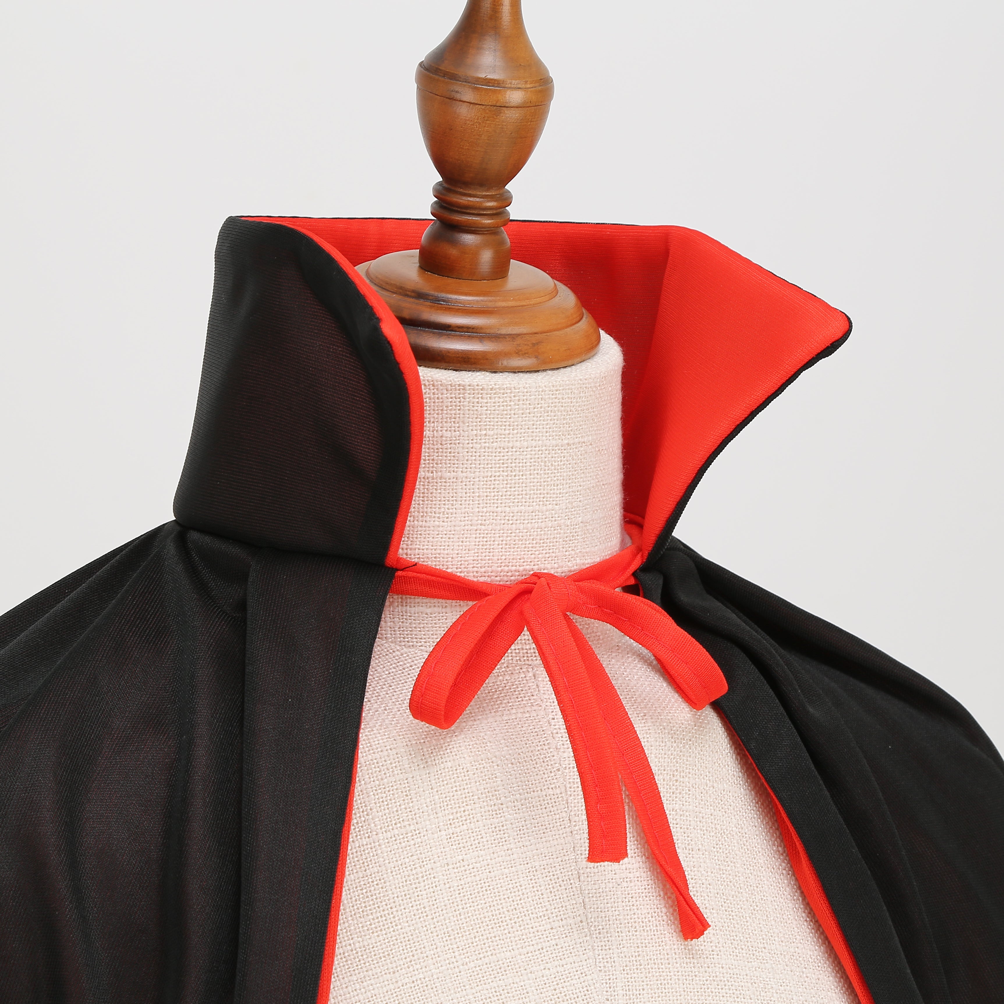 Stand Collar Hooded Cloak, Double-Sided Satin Cape for Men Women, Halloween Masquerade Costume