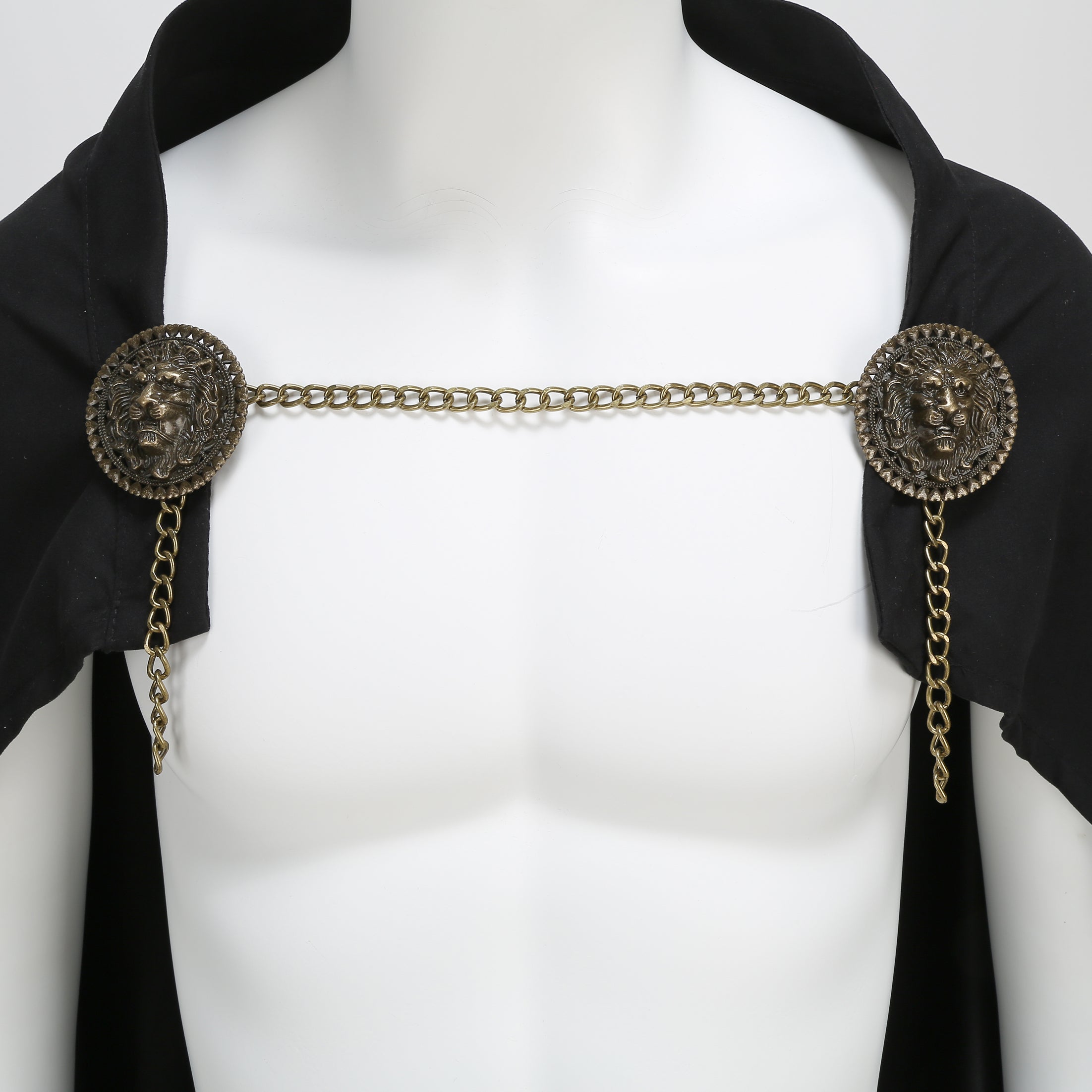 Medieval Knight Cloak Renaissance Viking Warrior Cape with Chain Brooch Adult Halloween Costume