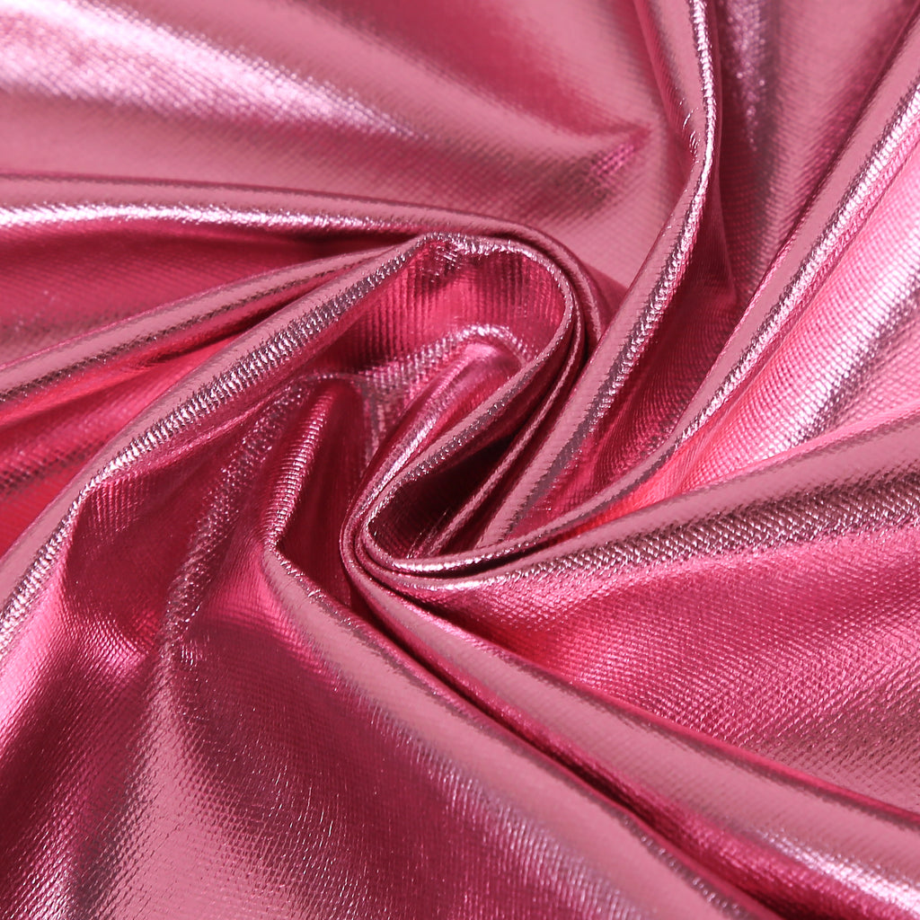 Custom Metallic Hooded Cape With Neck Tie‑Strap Pink 115CM 125CM 145CM 155CM Shiny Cosplay Cloak For Halloween Fantasy Theme Party