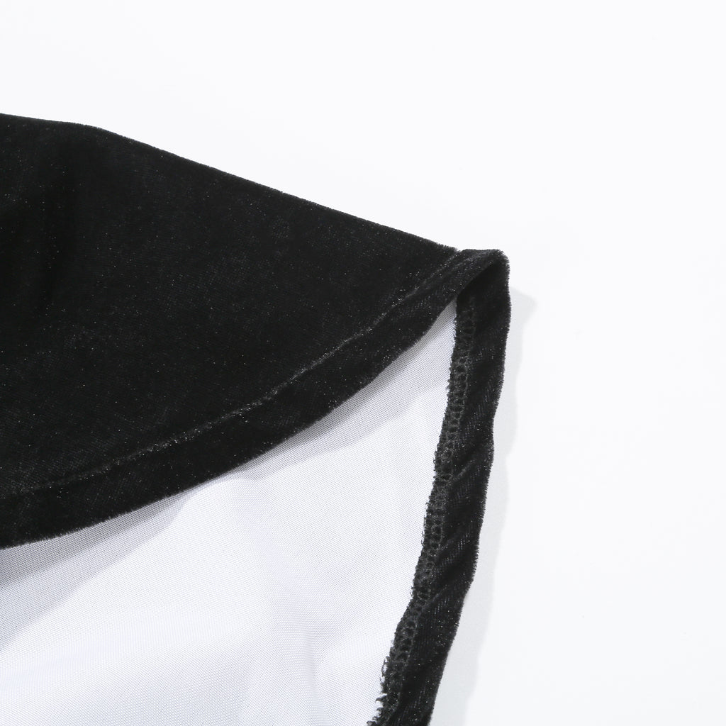 Adult Black Velvet Hooded Wizard Cloak Set‑In & Stand‑Up Collar Style, 130cm‑150cm Shoulder‑to‑Hem Medieval Robe for Warlock Halloween Cosplay