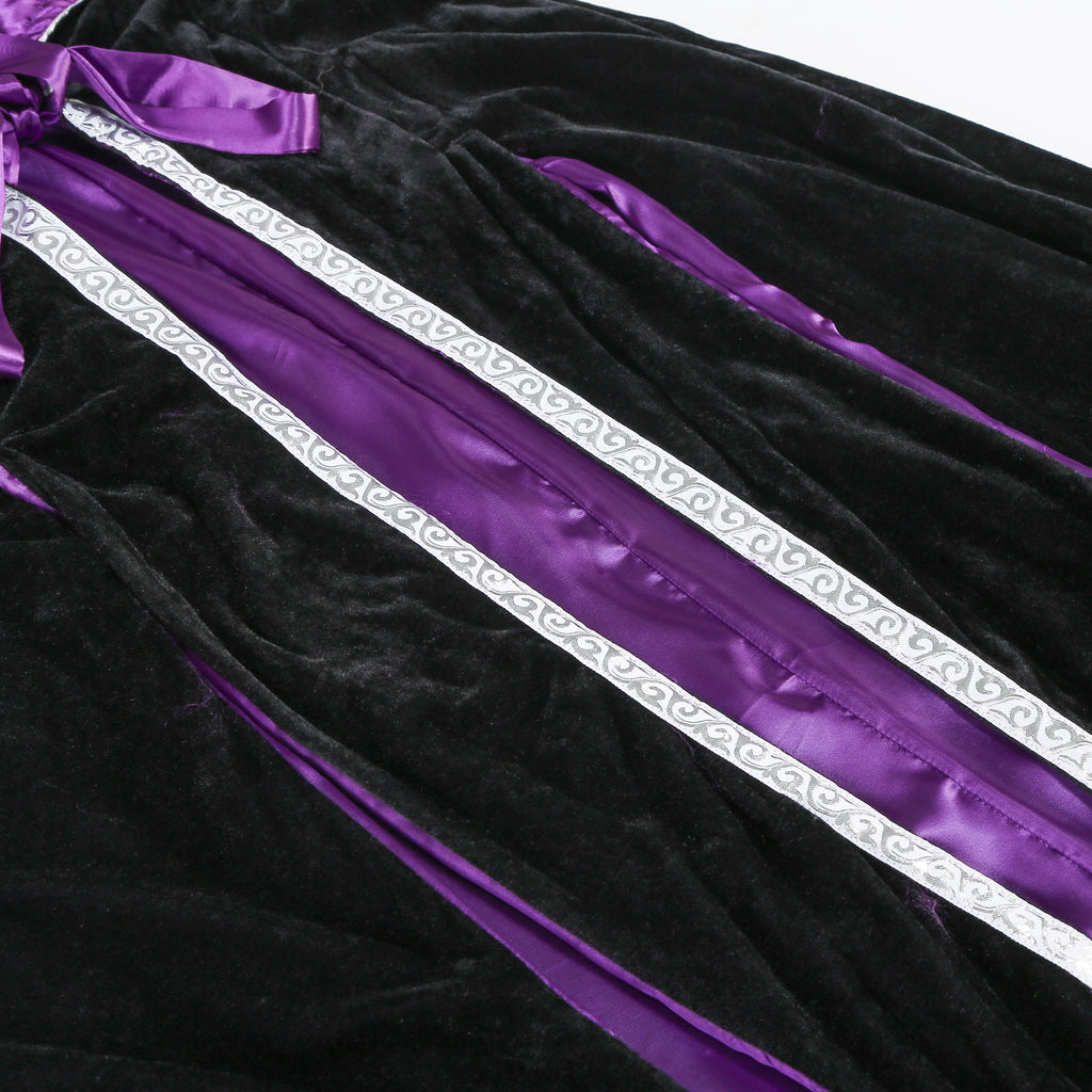 Unisex Wizard Cloak Robes With Hood Sleeves Lace Cape Cosplay Halloween Costume