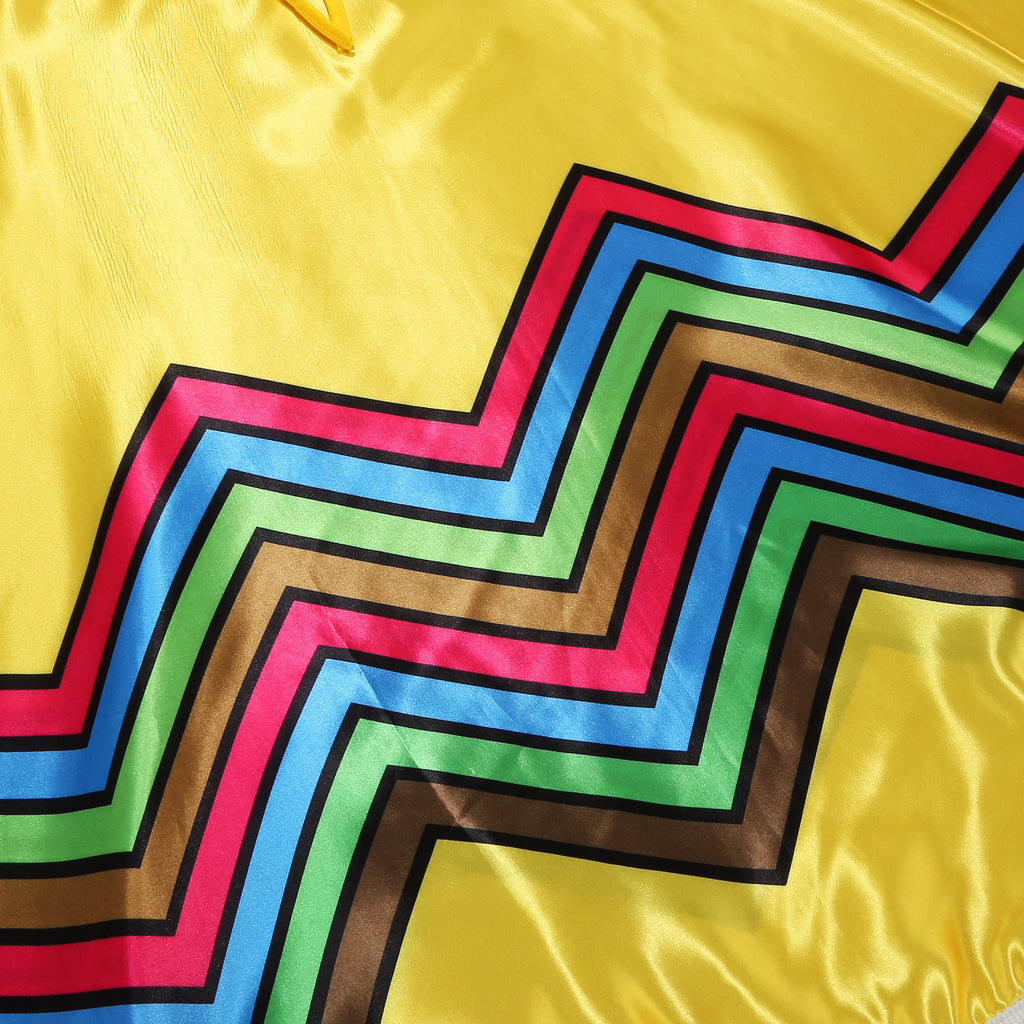 Custom Adult Mexican Poncho 7‑Piece Costume Set, Yellow Fringe Satin Poncho 80CM, Fiesta Cinco De Mayo Halloween Theme Party Cosplay Outfit