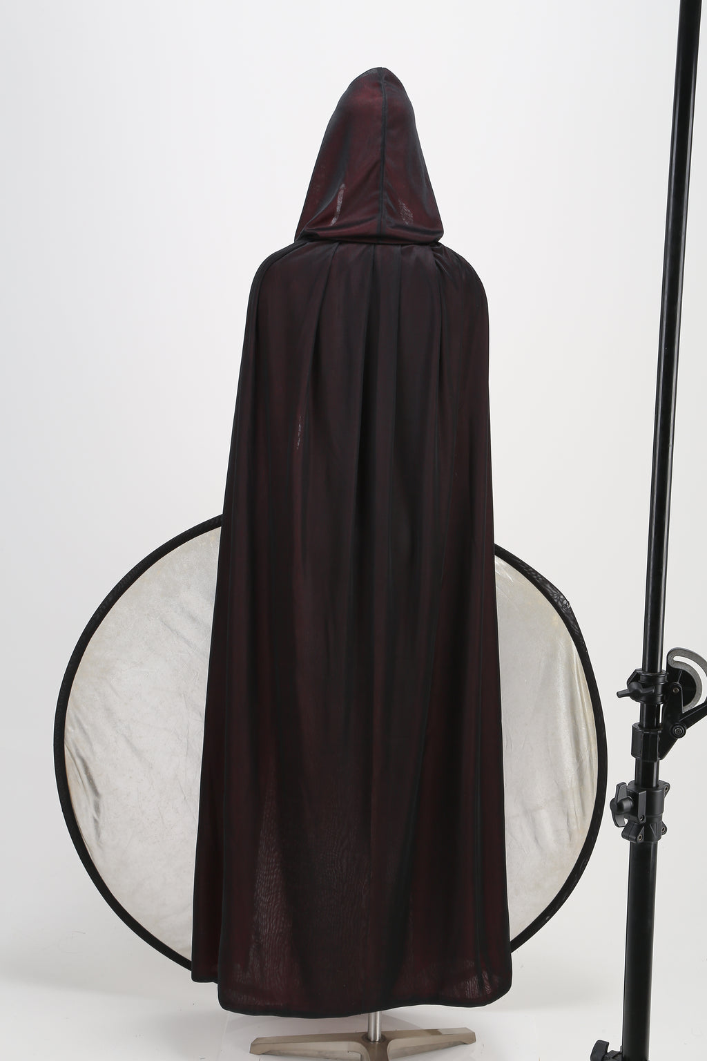 Stand Collar with Hood Reversible Cloak Masquerade Cape Costume, Black and Red,Black and purple