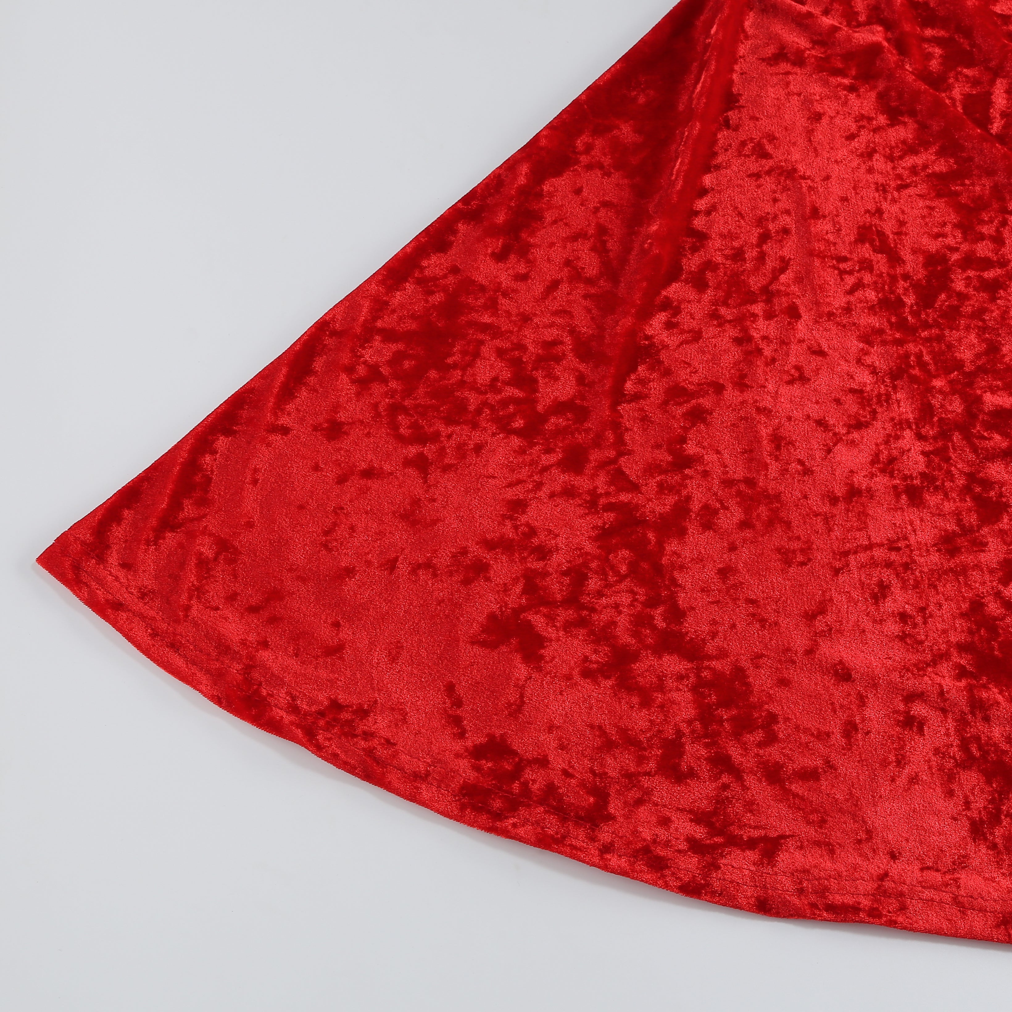 Adult Little Red Riding Hood Hooded Cape, Velvet Cloak With Golden Lace Trim 60cm Shoulder‑to‑Hem for Fairy Tale Halloween Cosplay