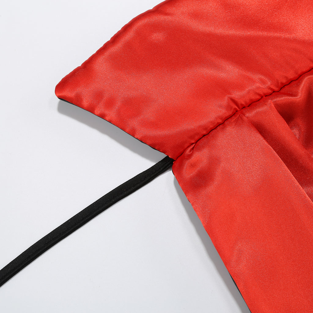 Adult Reversible Satin Vampire Cape 51"/130cm Stand‑Up Collar Jagged Hem Halloween Cloak