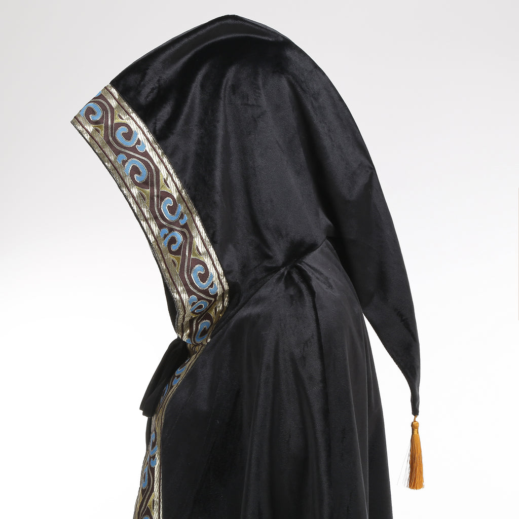 Adult Medieval Witch Hooded Cloak Women Man Renaissance Black Witchs Cape with Hood Halloween Cosplay