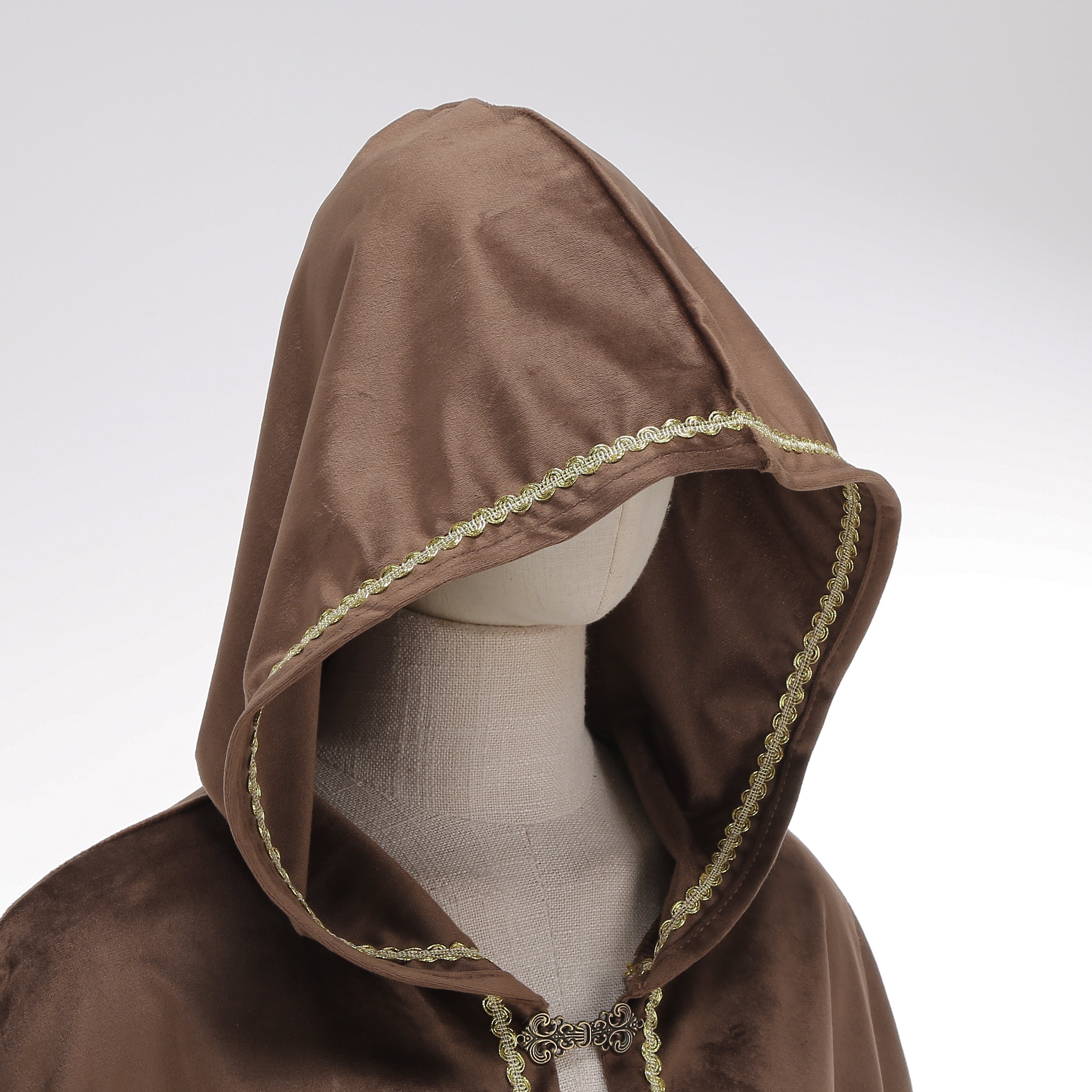 Adult Women Medieval Renaissance Hooded Cape Women Velvet Short Lace Cloak Victorian Halloween Witch Cosplay
