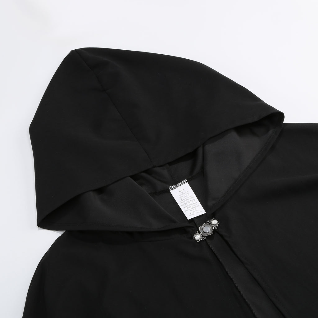 Adult Renaissance Cloak with Hood Medieval Cape with Arm Holes Halloween Costume Outwear for Women