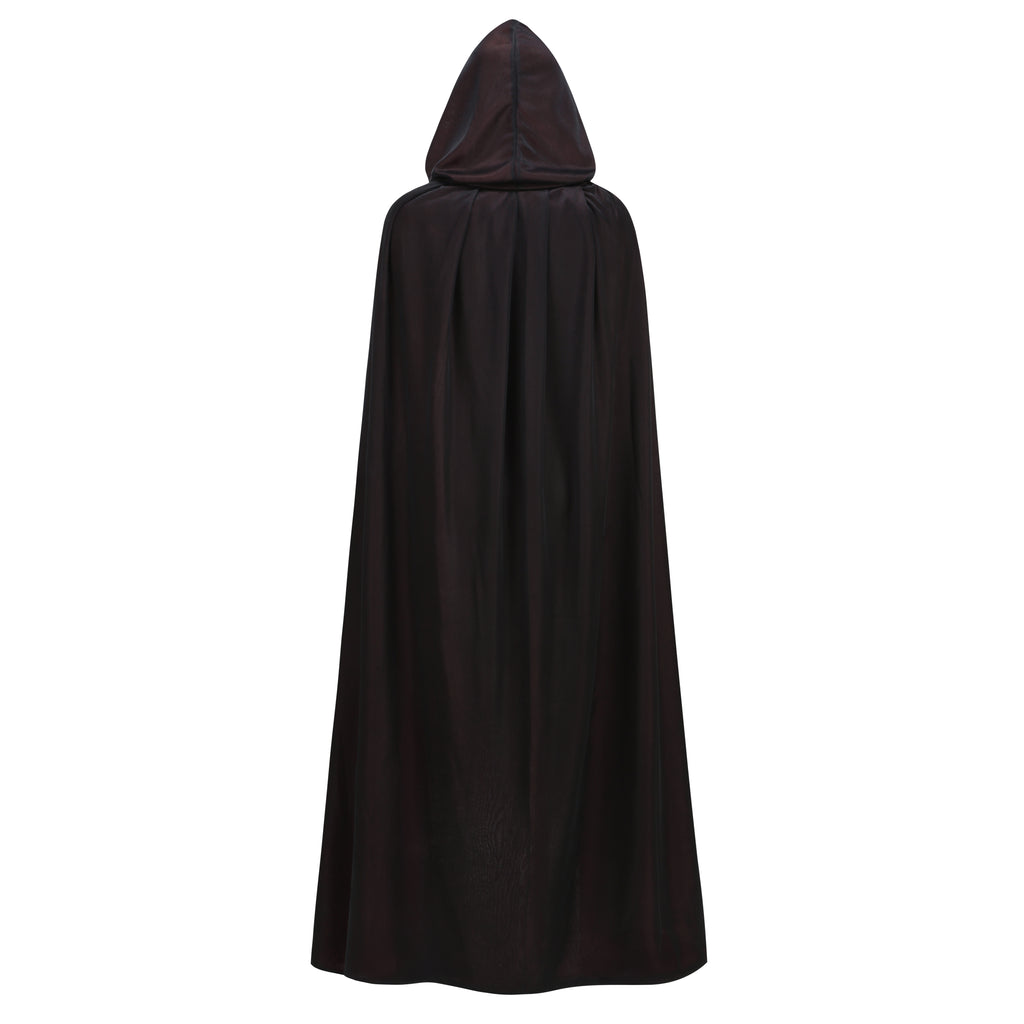 Stand Collar with Hood Reversible Cloak Masquerade Cape Costume, Black and Red,Black and purple
