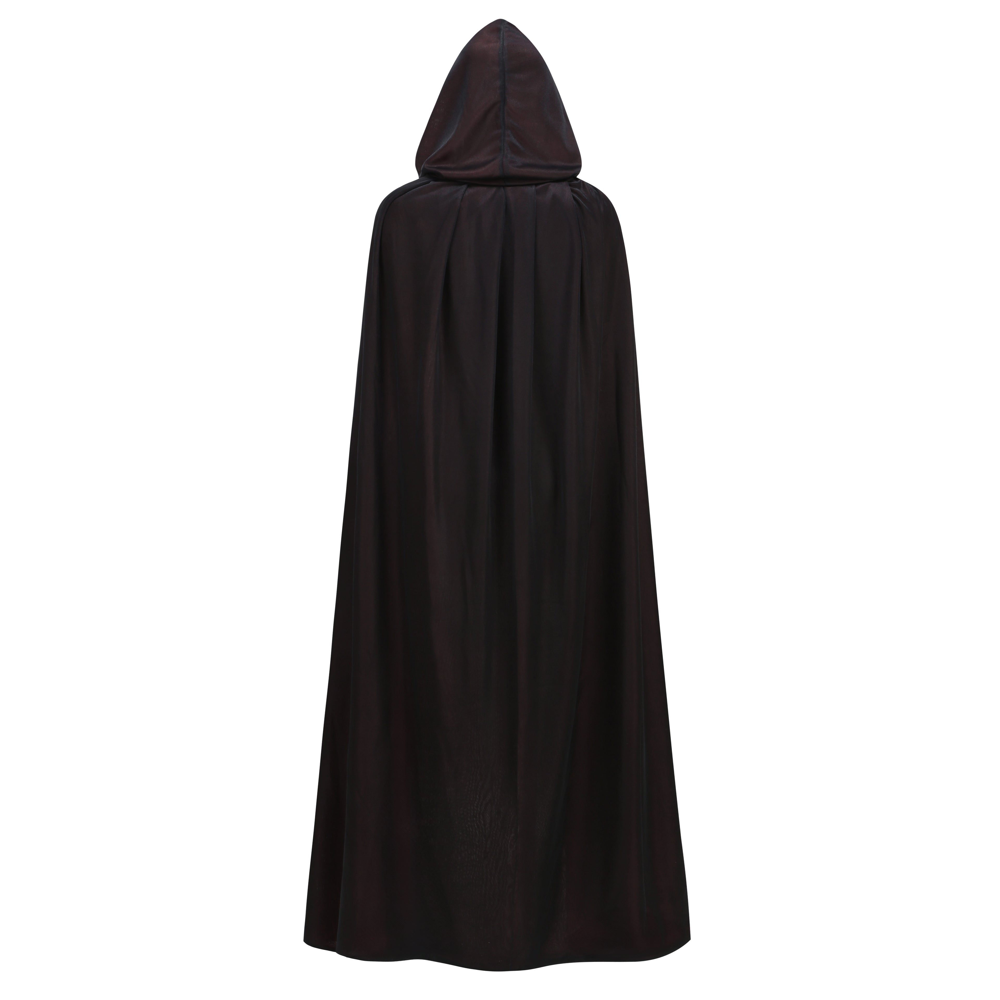 Stand Collar with Hood Reversible Cloak Masquerade Cape Costume, Black and Red,Black and purple