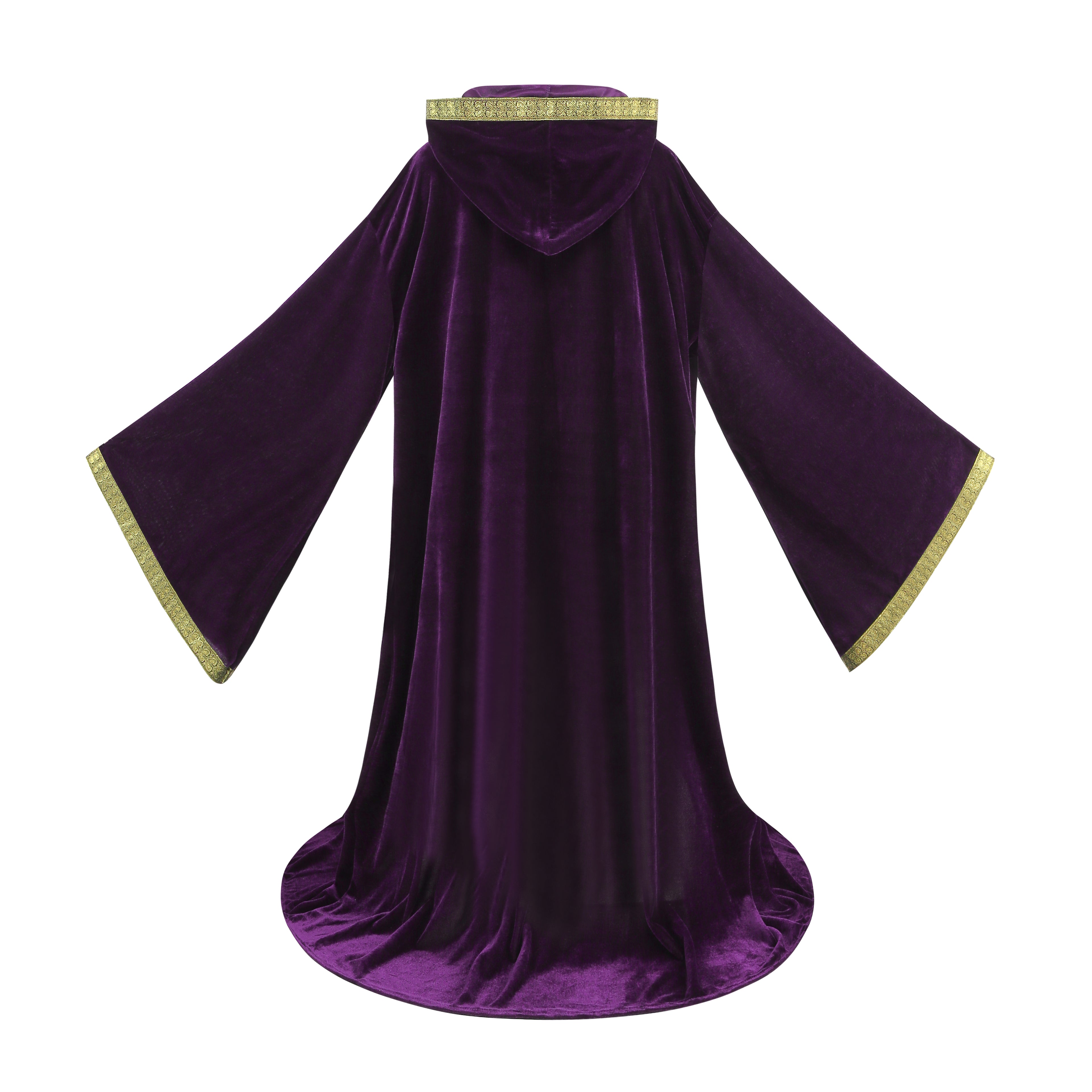 Unisex Wizard Cloak Robes With Hood Sleeves Dutch Velvet Cosplay Costume
