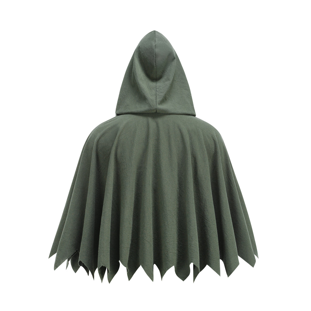 Medieval Cloak with Hood Shawl Renaissance Short Cape Halloween Christmas Party Outfits for Adult