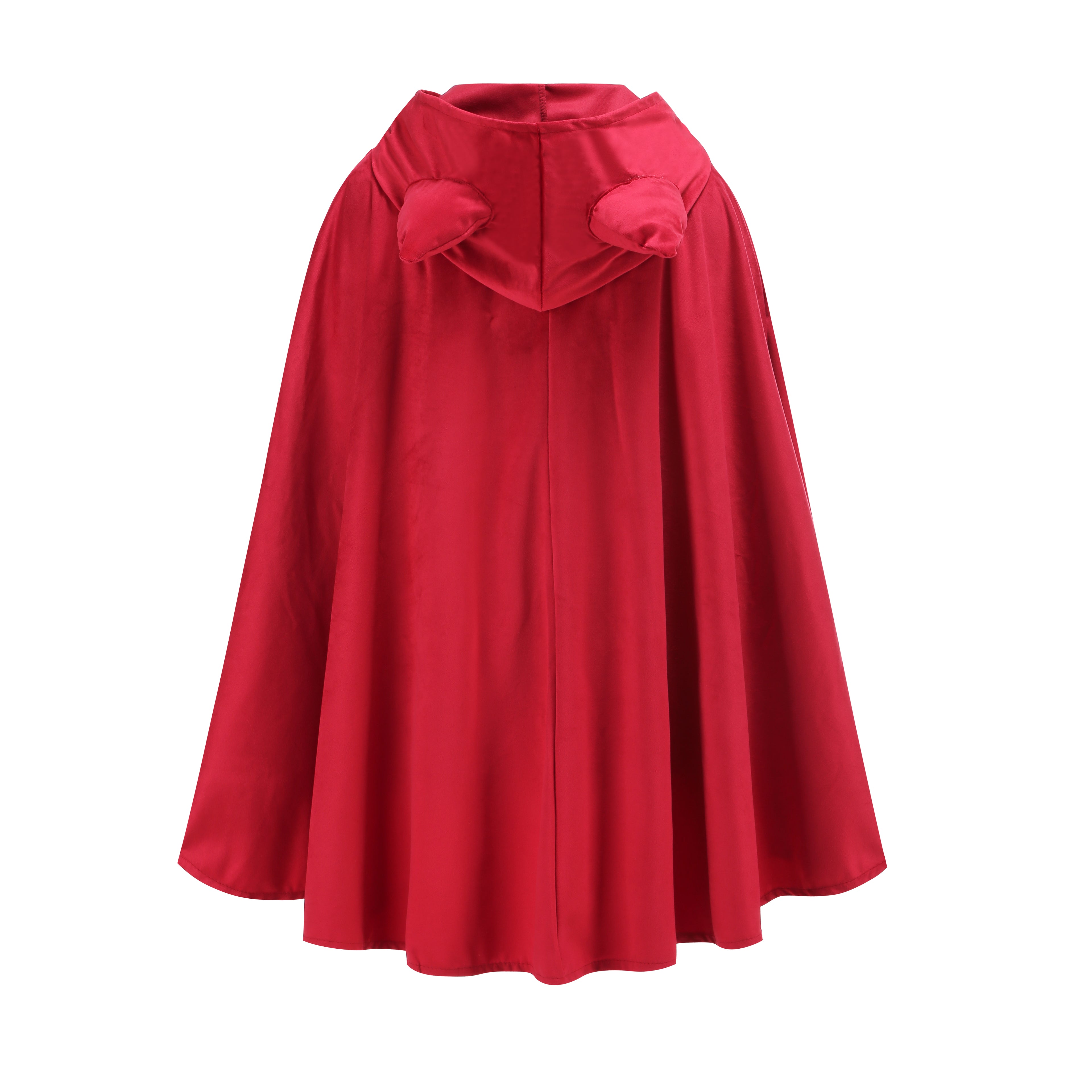 Adult Little Red Riding Hood Hooded Cape With Cat Ears, Red Cloak 70‑90‑120cm Shoulder‑to‑Hem for Halloween Fairy Tale Cosplay Costume