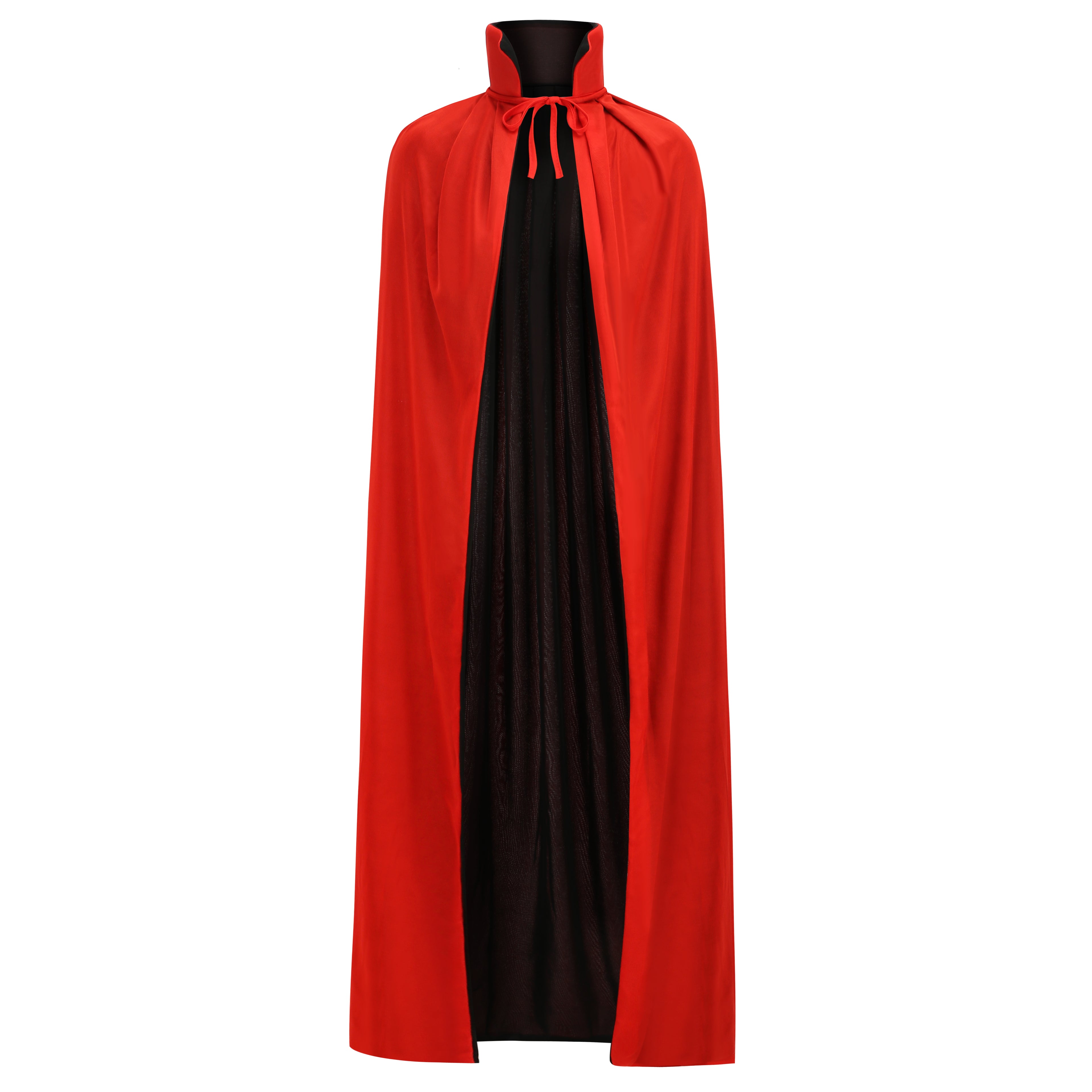 Stand Collar Hooded Cloak, Double-Sided Satin Cape for Men Women, Halloween Masquerade Costume