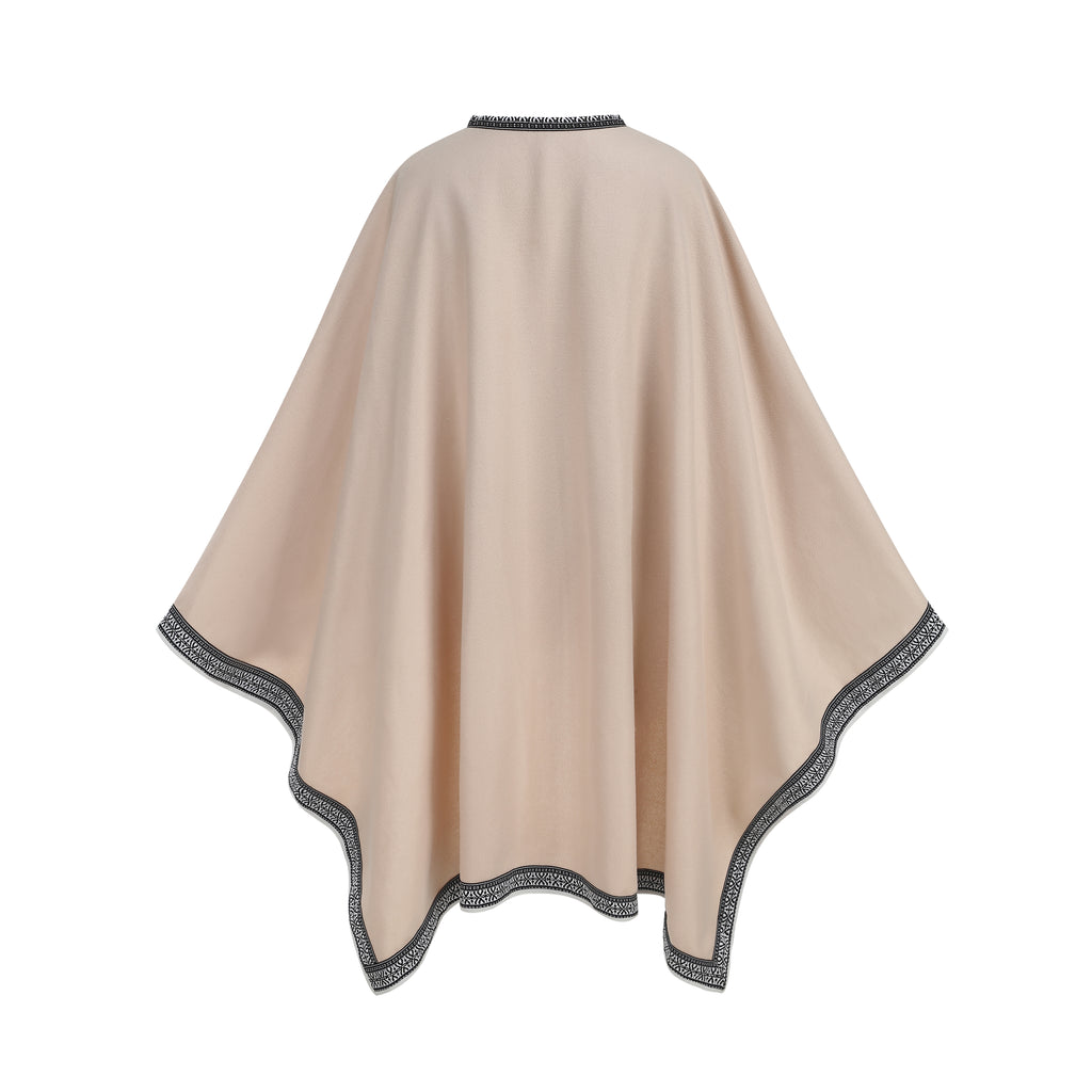 Women Medieval Celtic Cape Cloak 100cm, 3‑Piece Set with Brooches & Chain, Renaissance LARP Cosplay Costume for Adult
