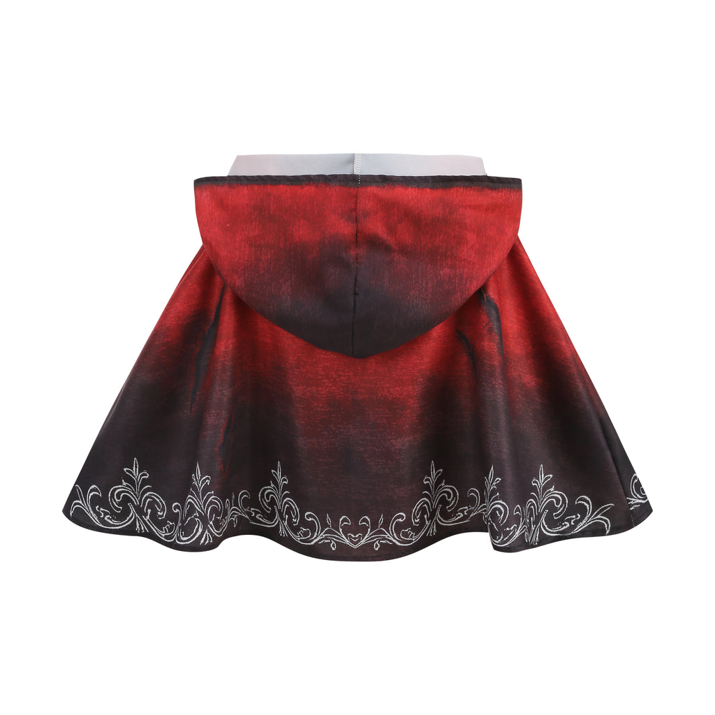 Adult Little Red Riding Hood Dark Claw Mark Hooded Cape, Red‑Black Gradient Cloak 40cm‑60cm Shoulder‑to‑Hem for Gothic Halloween Cosplay
