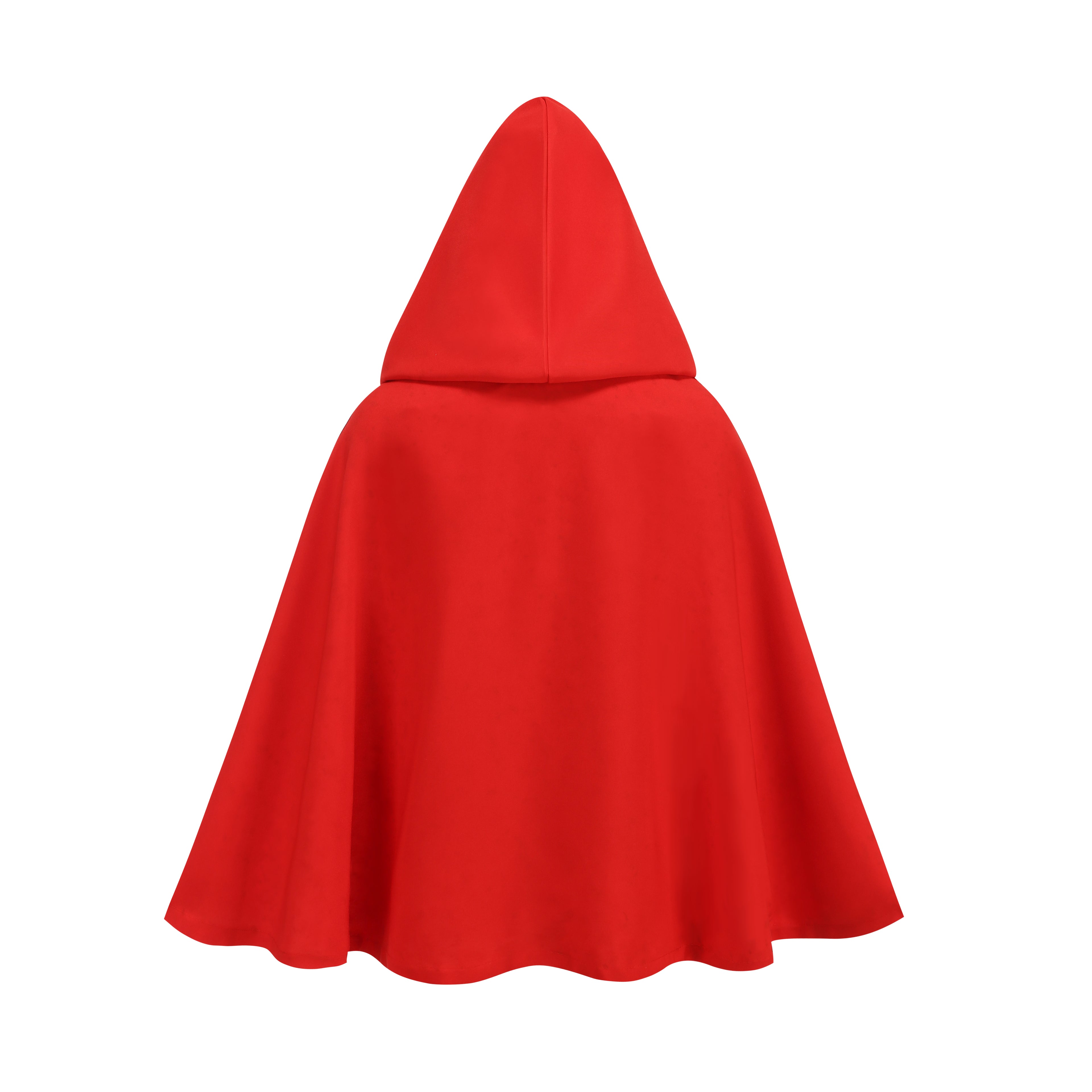 Adult Little Red Riding Hood Cape Poncho Style, Floral Lining Wolf Patch Red Cloak 60cm Shoulder‑to‑Hem for Fairy Tale Halloween Cosplay
