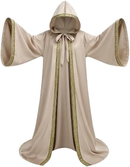 Unisex Wizard Cloak Robes With Hood Sleeves Dutch Velvet Cosplay Costume