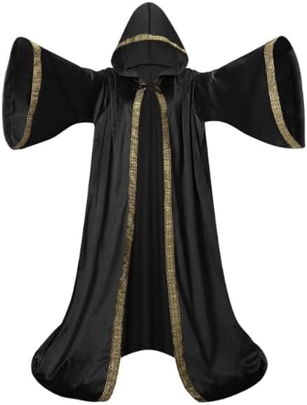 Unisex Wizard Cloak Robes With Hood Sleeves Dutch Velvet Cosplay Costume