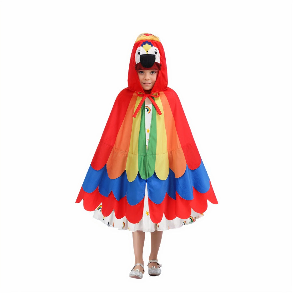 Kids Parrot Hooded Cape 3D Animal Cloak 75CM For 3‑12Y Kids Halloween Cosplay Fancy Costume