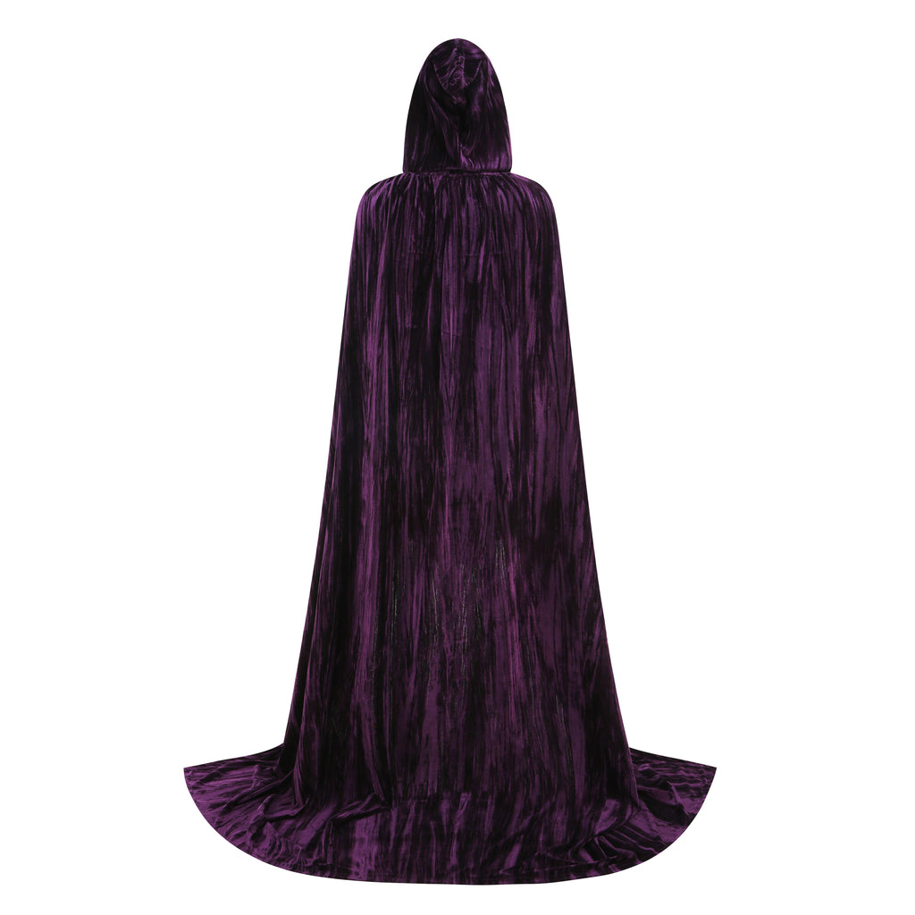 Unisex Adults Hooded Cloak Medieval Velvet Cape with Hood Witch Wizard Halloween Party Cosplay Costume