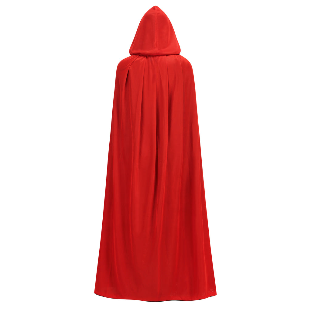 Stand Collar with Hood Reversible Cloak Masquerade Cape Costume, Black and Red,Black and purple