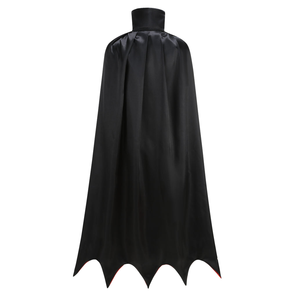 Adult Reversible Satin Vampire Cape 51"/130cm Stand‑Up Collar Jagged Hem Halloween Cloak